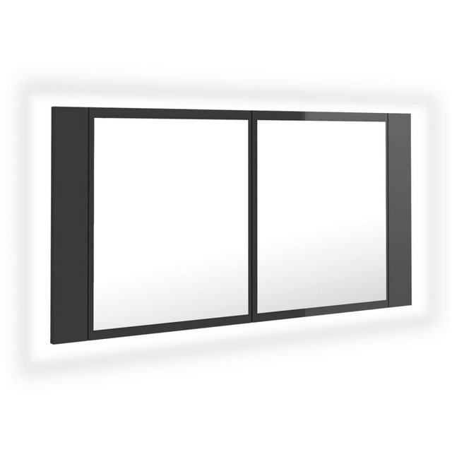 vidaXL Badezimmerspiegelschrank LED-Bad-Spiegelschrank Hochglanz-Grau 90x12x45 cm Acryl