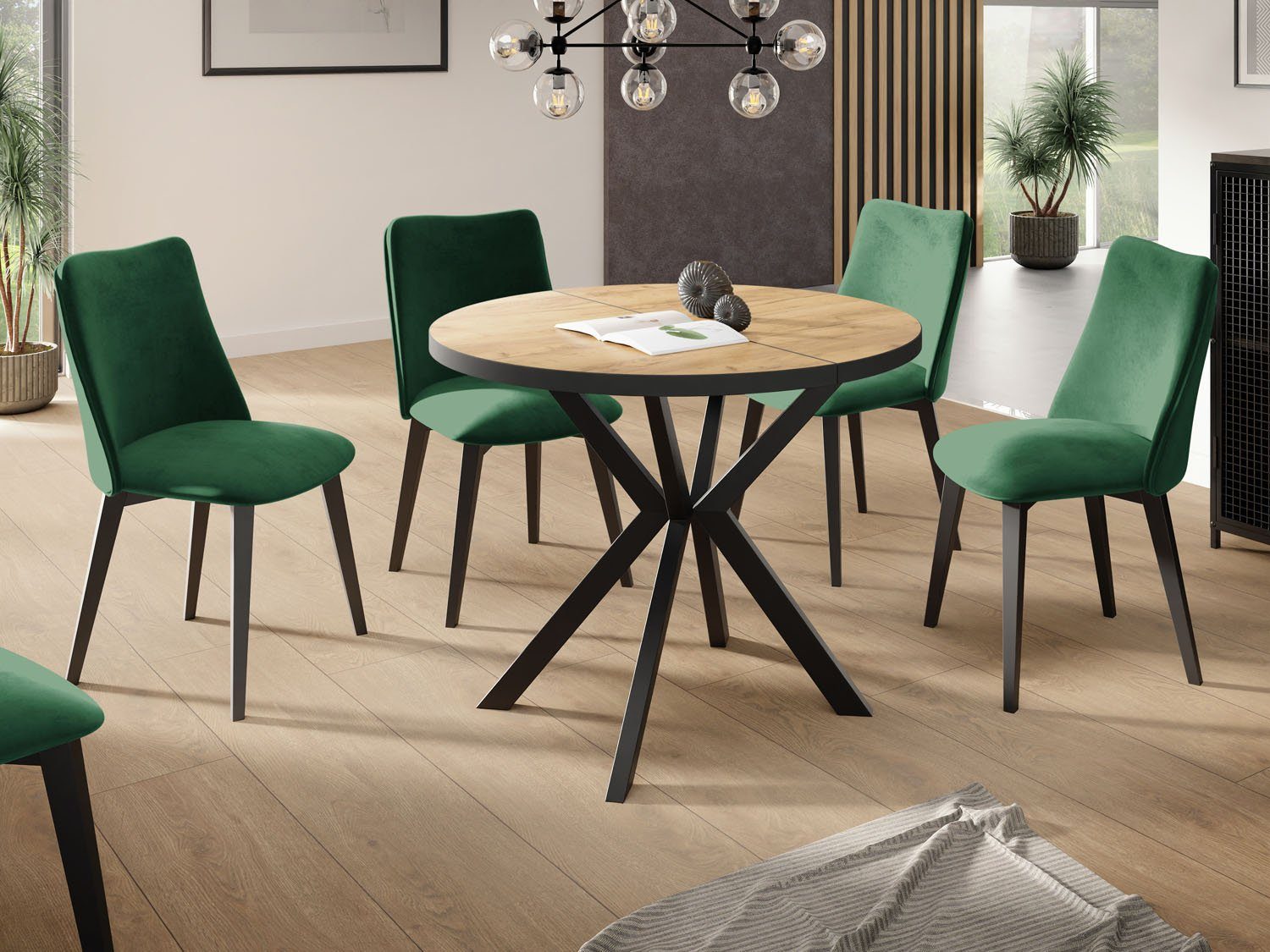 WFL GROUP Esstisch Vincento (erhältlich in zwei Größen – 100/120 cm, ausziehbar auf 180/200 cm), platzsparender Tisch in Holzoptik für Küche, Esszimmer oder Wohnzimmer