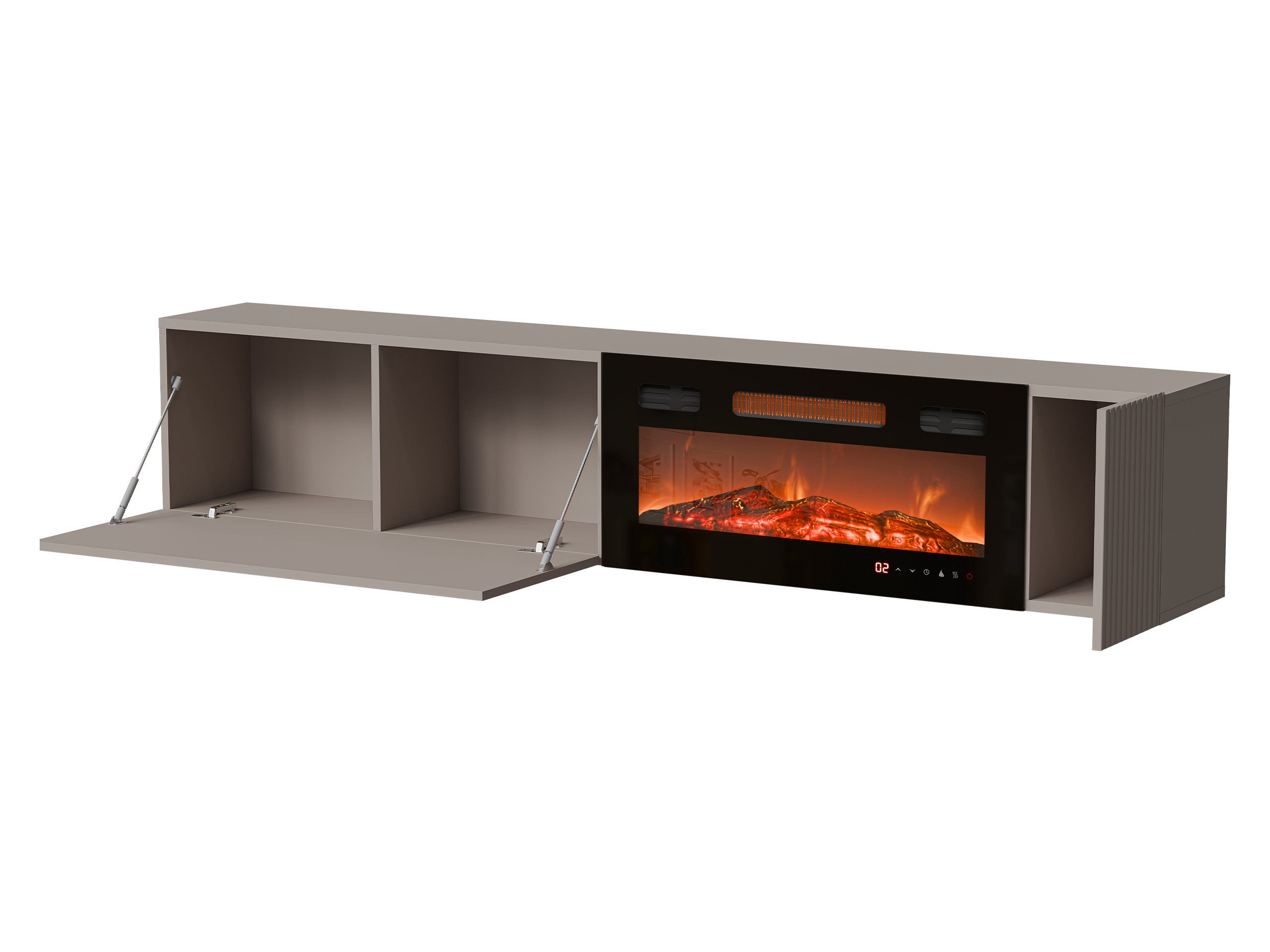 MIRJAN24 TV-Schrank Capital 200 EF mit Kamin (mit Drehtür und Klappe) Realistische LED-Flamme, Gasdruckfeder