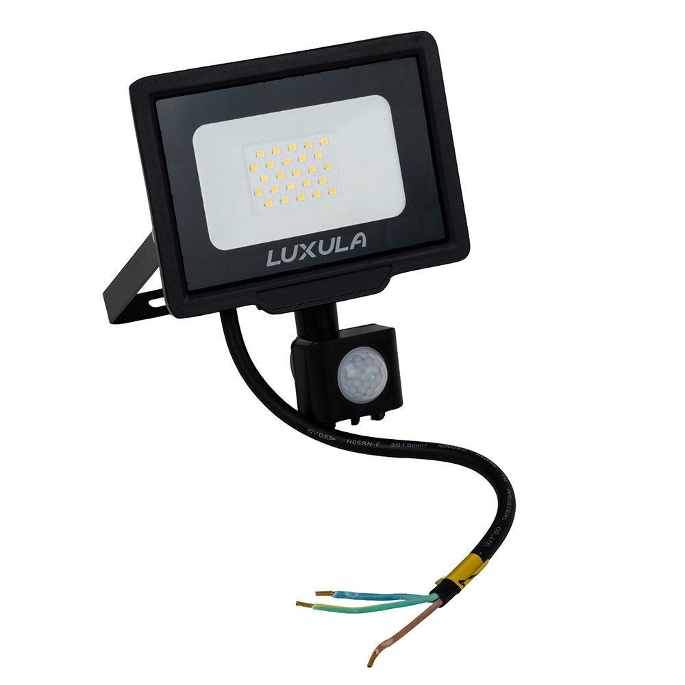 LUXULA LED Flutlichtstrahler LUXULA LED Fluter 20 W 3000 K Warmweiß Schwarz, LED fest integriert, Warmweiß