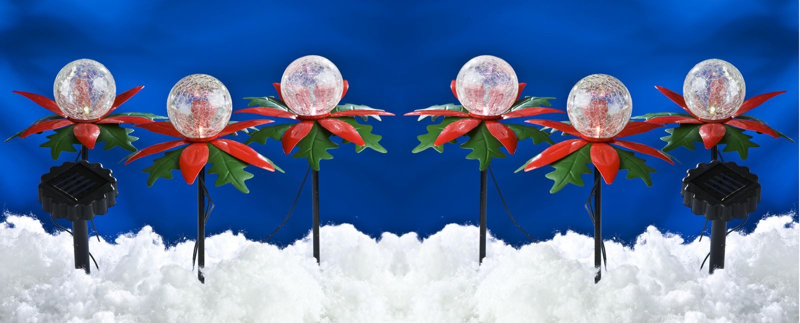 BURI LED Dekolicht LED Solar-Weihnachtsterne 2x3er mit Farbwechsel Weihnachtsdeko Gartend
