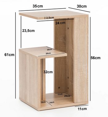 Wohnling Beistelltisch WL5.697 (35x29,5x60cm Holz Sonoma, Design Anstelltisch Sofa), Kleiner Wohnzimmertisch, Sofatisch Modern