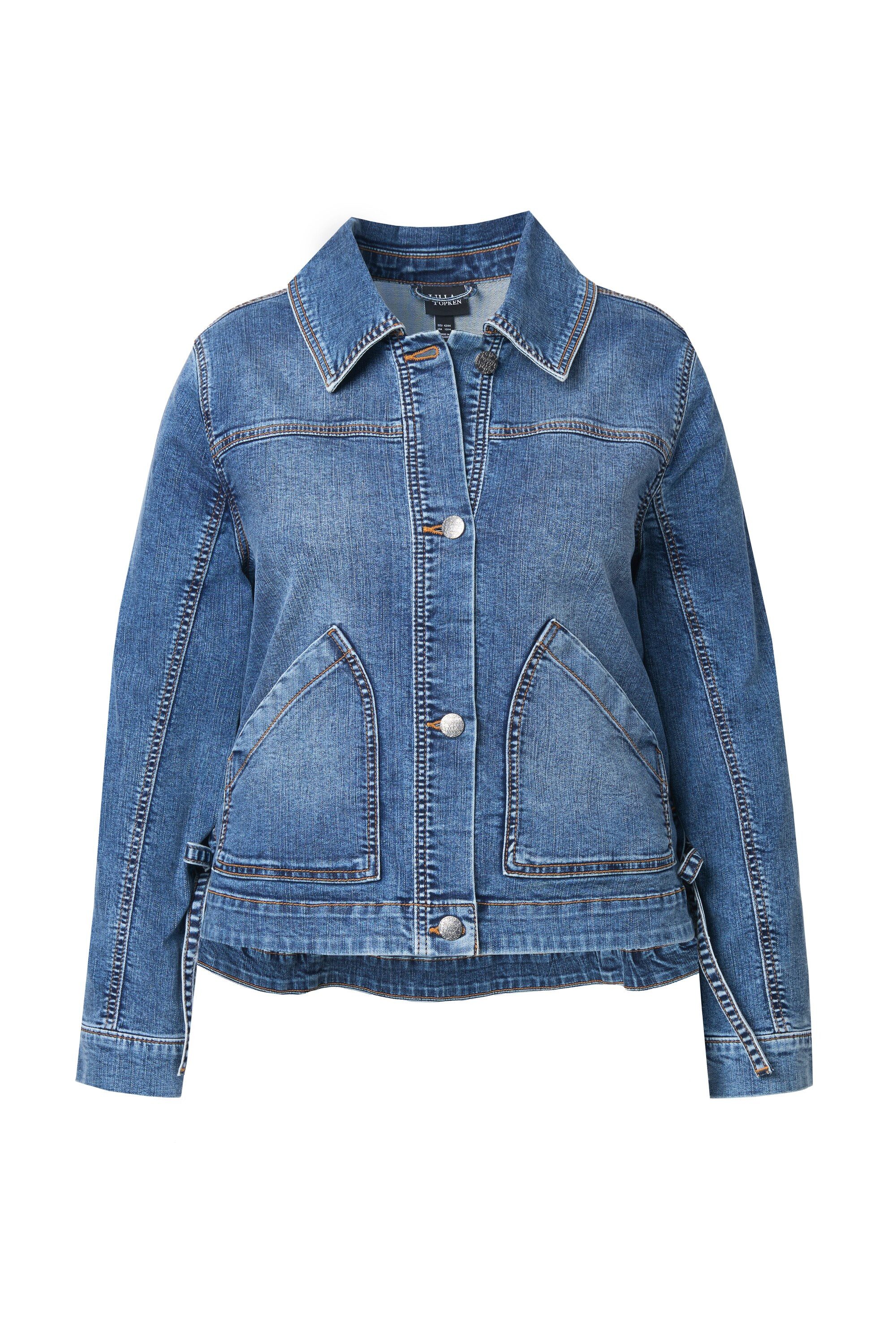 Ulla Popken Sommerjacke Jeansjacke Rückendruck Oversized günstig online kaufen