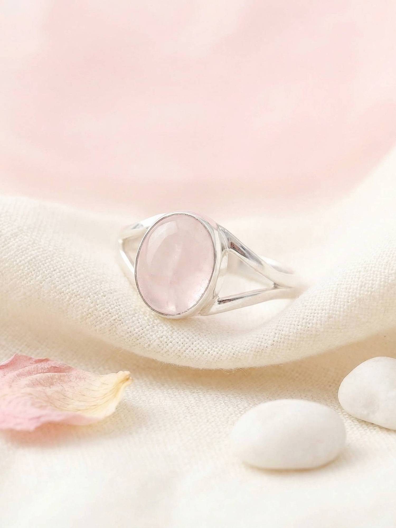 mantraroma Silberring HARDIN aus 925 Silber mit Rosenquarz (Ring mit Schmuc günstig online kaufen