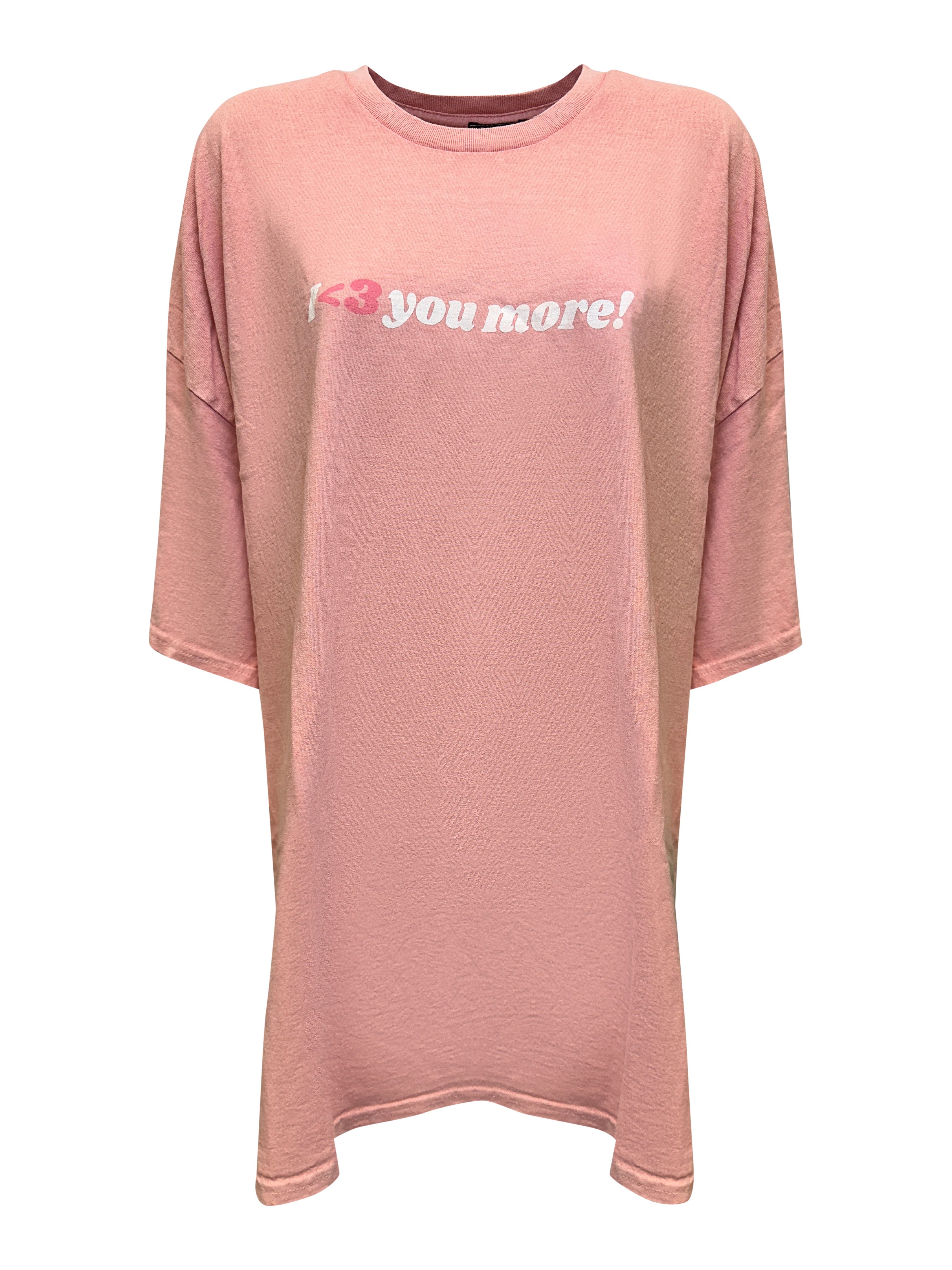 Worldclassca T-Shirt Worldclassca Oversized Print I Love T-Shirt lang Tee Sommer Oberteil