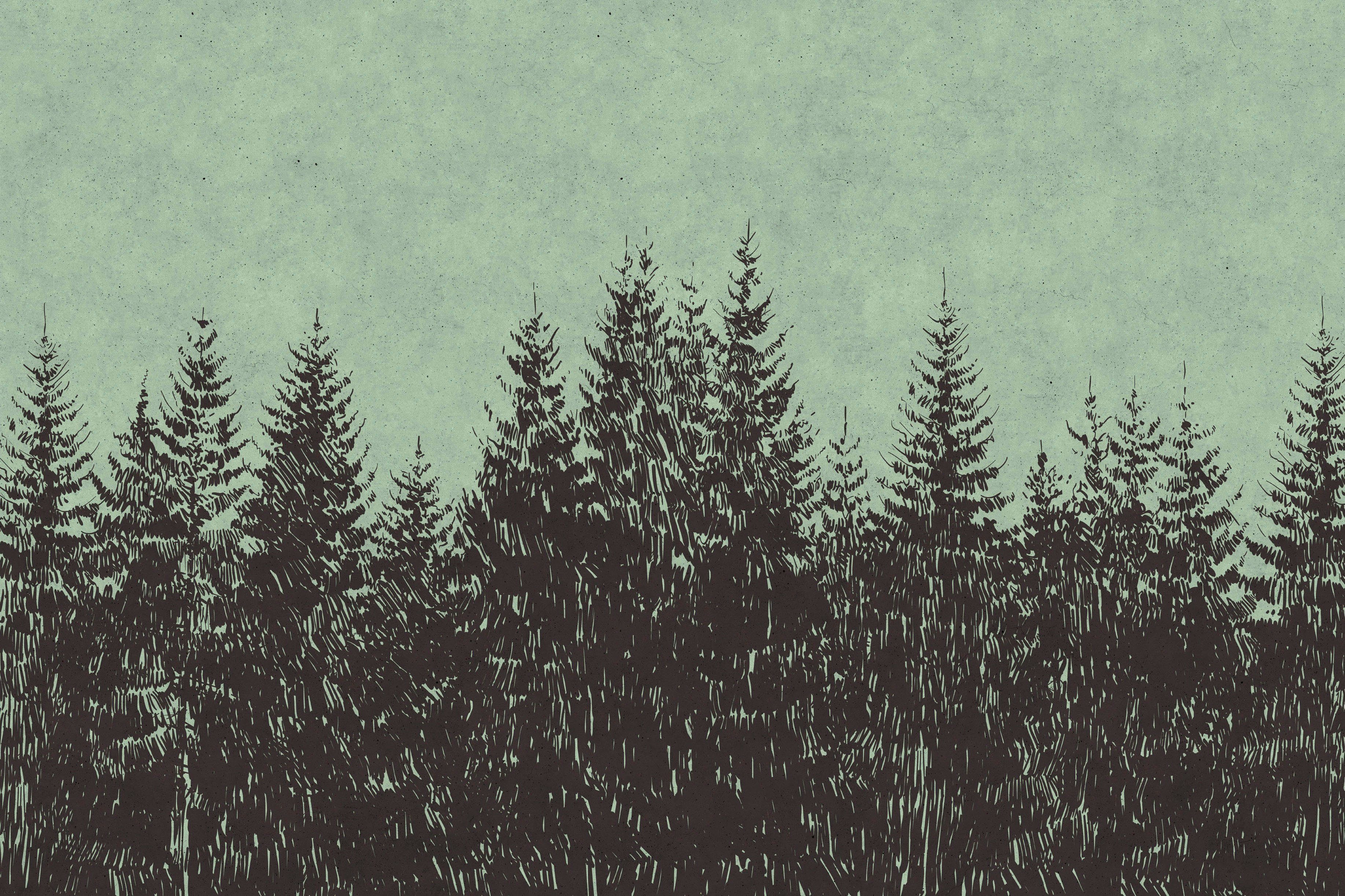 Leinwandbild Wald forest, Création Keilrahmen grün, (1 black schwarz St), Wald Bild A.S.
