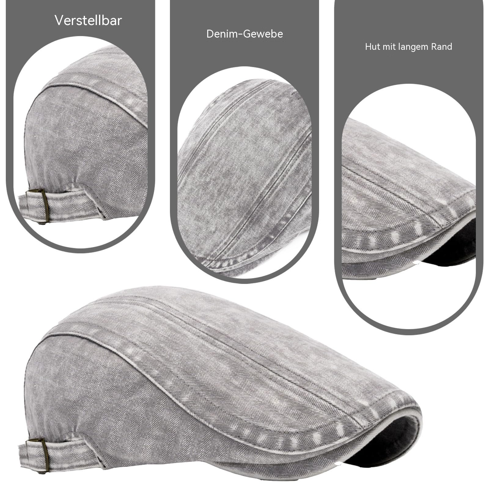 Zaewry Flat Cap Schiebermütze Herren und Männer,Schirmmütze mit Schirm Schiebermütze Barett Cap,Gewaschener Vintage Denim Baskenmütze – Bild 3 von 5