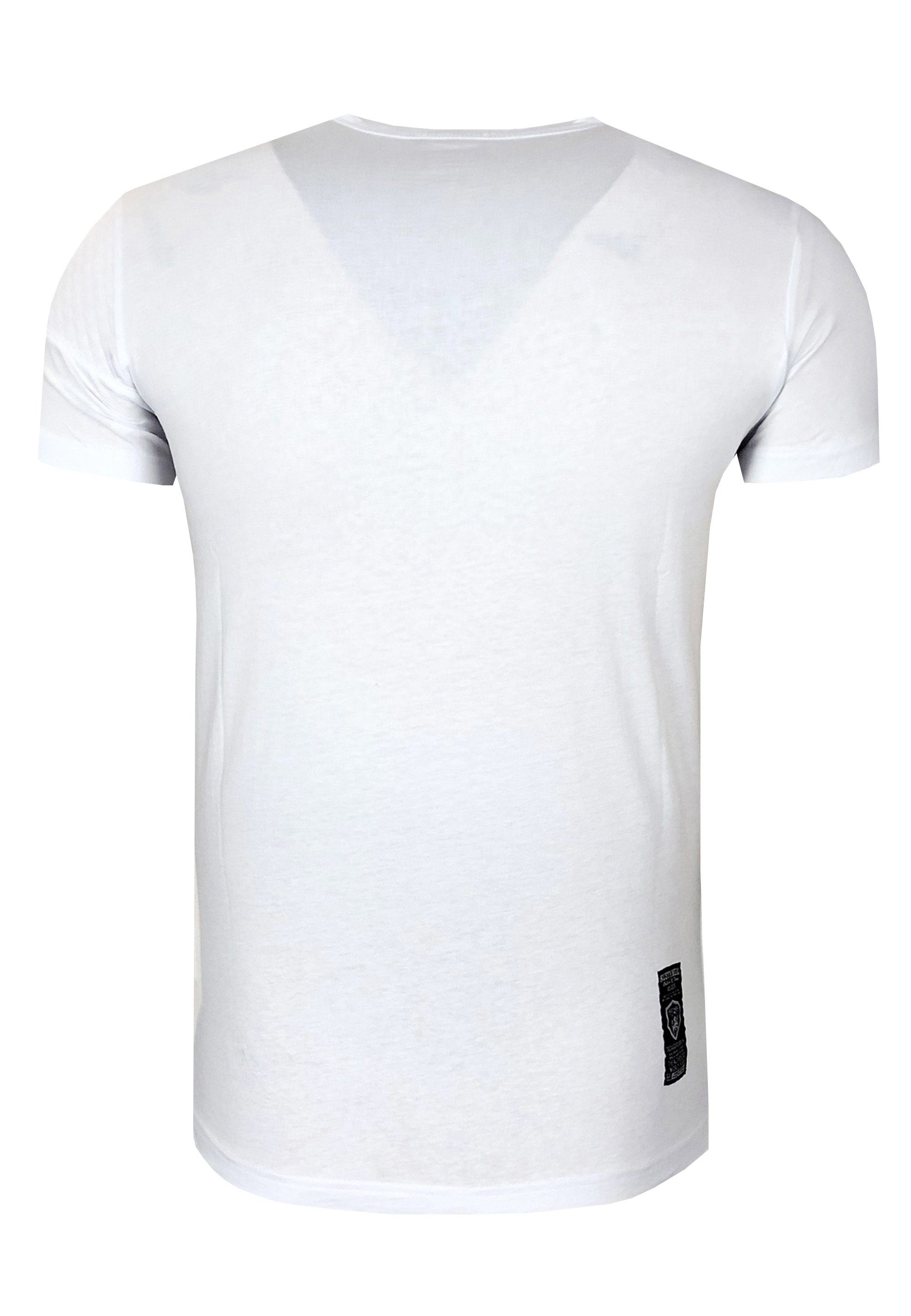 Rusty Neal T-Shirt mit schicker Knopfleiste
