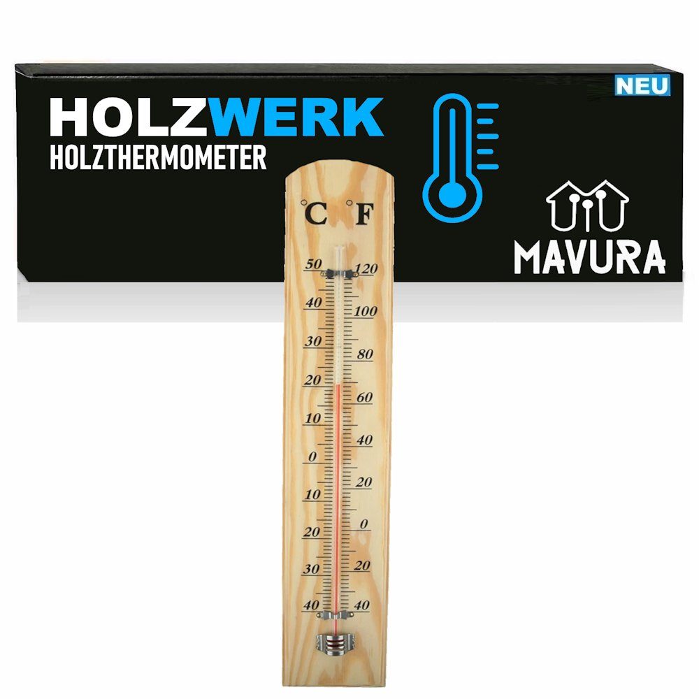 Raumthermometer HOLZWERK Holzthermometer Zimmerthermometer Innen Außen