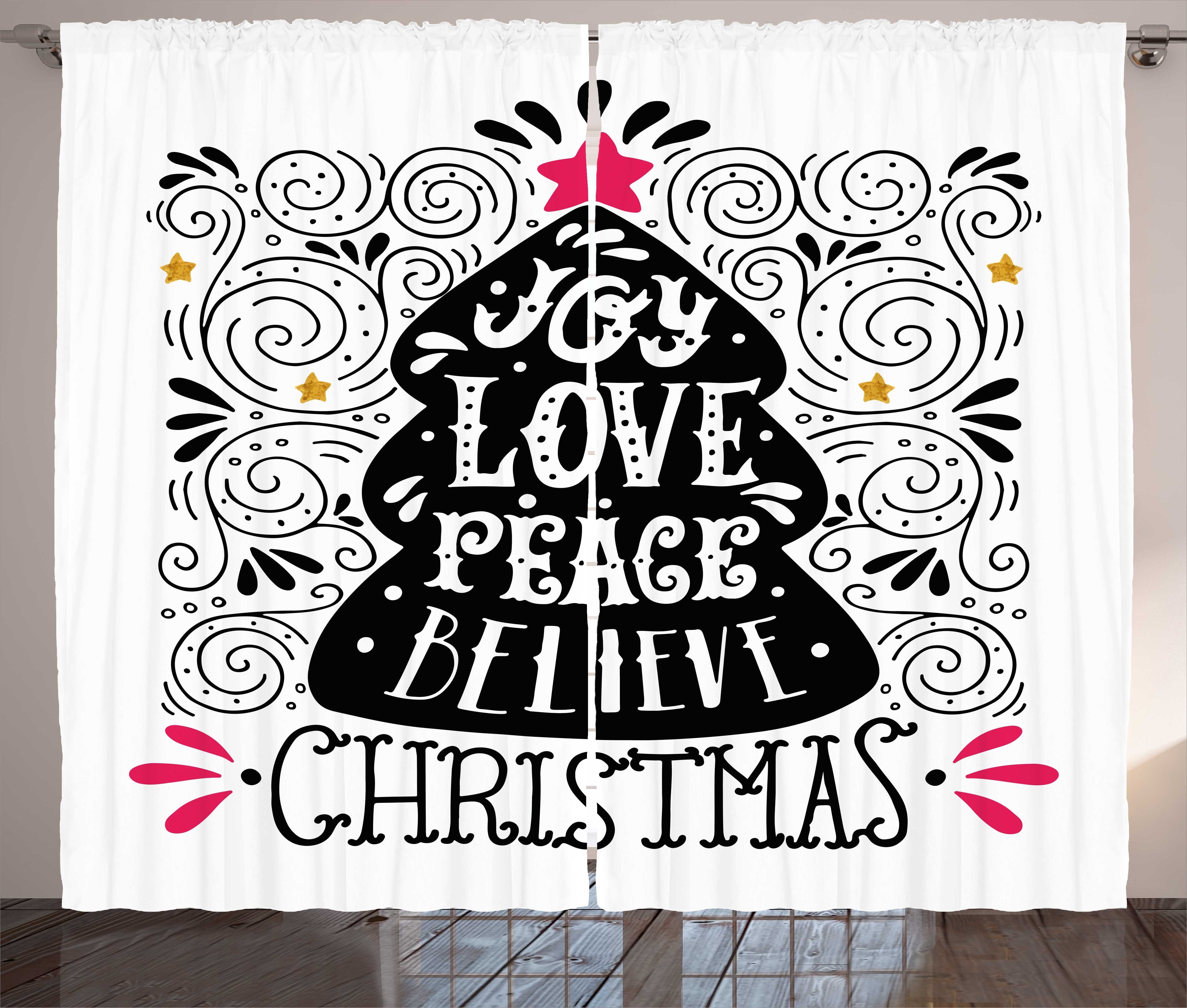 Freude und Vorhang mit Schlafzimmer Weihnachtsbaum-Muster Gardine Kräuselband Haken, Schlaufen Abakuhaus,