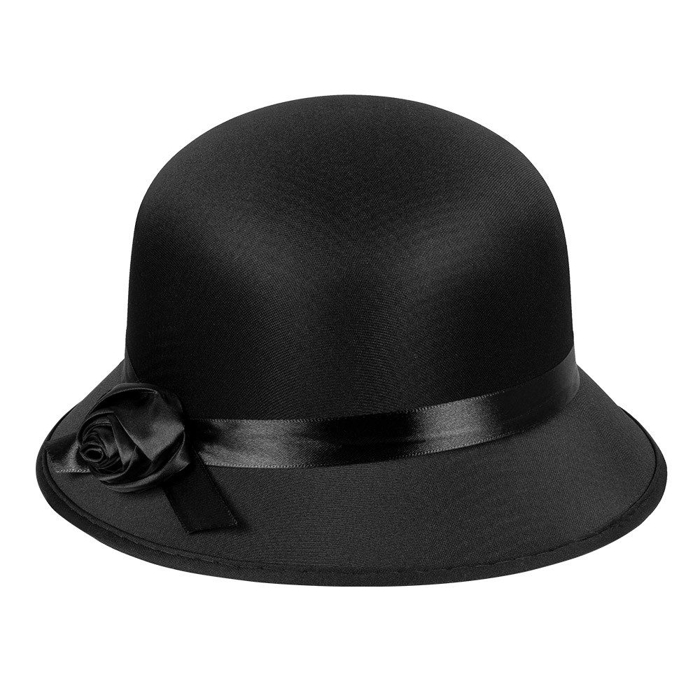Boland Kostüm Charleston Hut Lady schwarz – Damenhut mit Schleife für Kostüm, Party, ergänzt perfekt festliche Outfits
