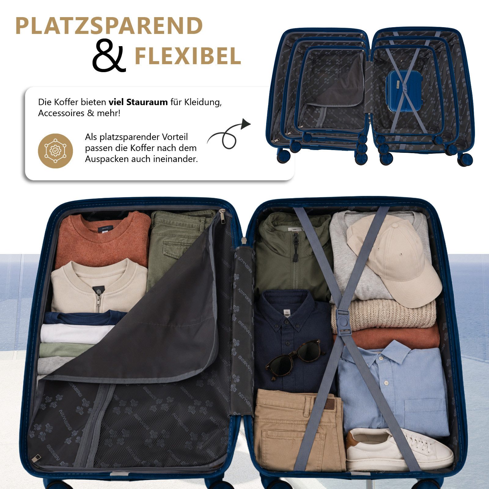 Berwin Trolleyset mit Beautycase Modell Torna Ocean Petrol, 4 Rollen, (Set, 4 tlg., MS-19811) – Bild 4 von 5