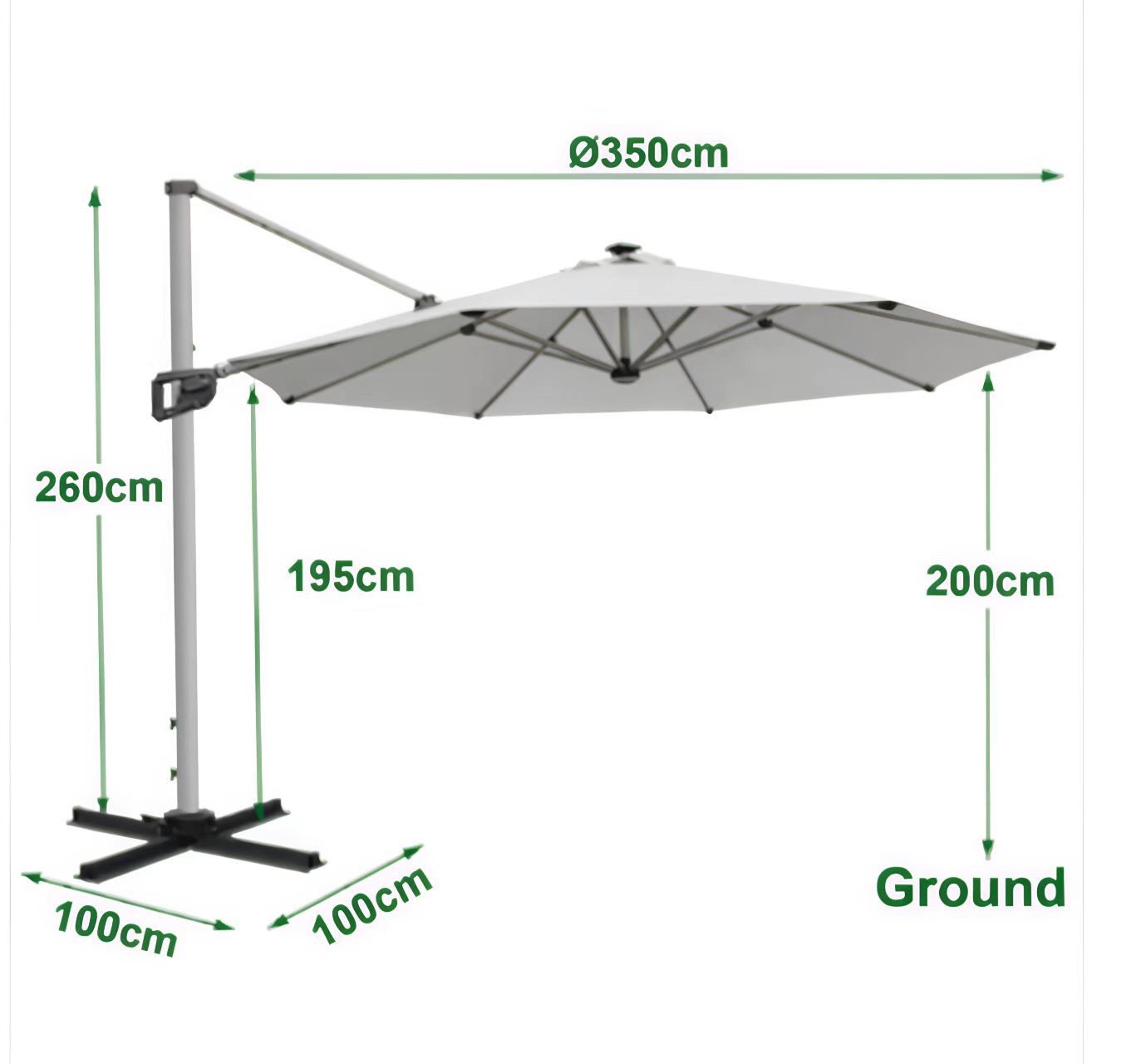 RANSENERS Sonnenschirm MID350R,Ampelschirm Ø350cm mit Solar-LED, günstig online kaufen