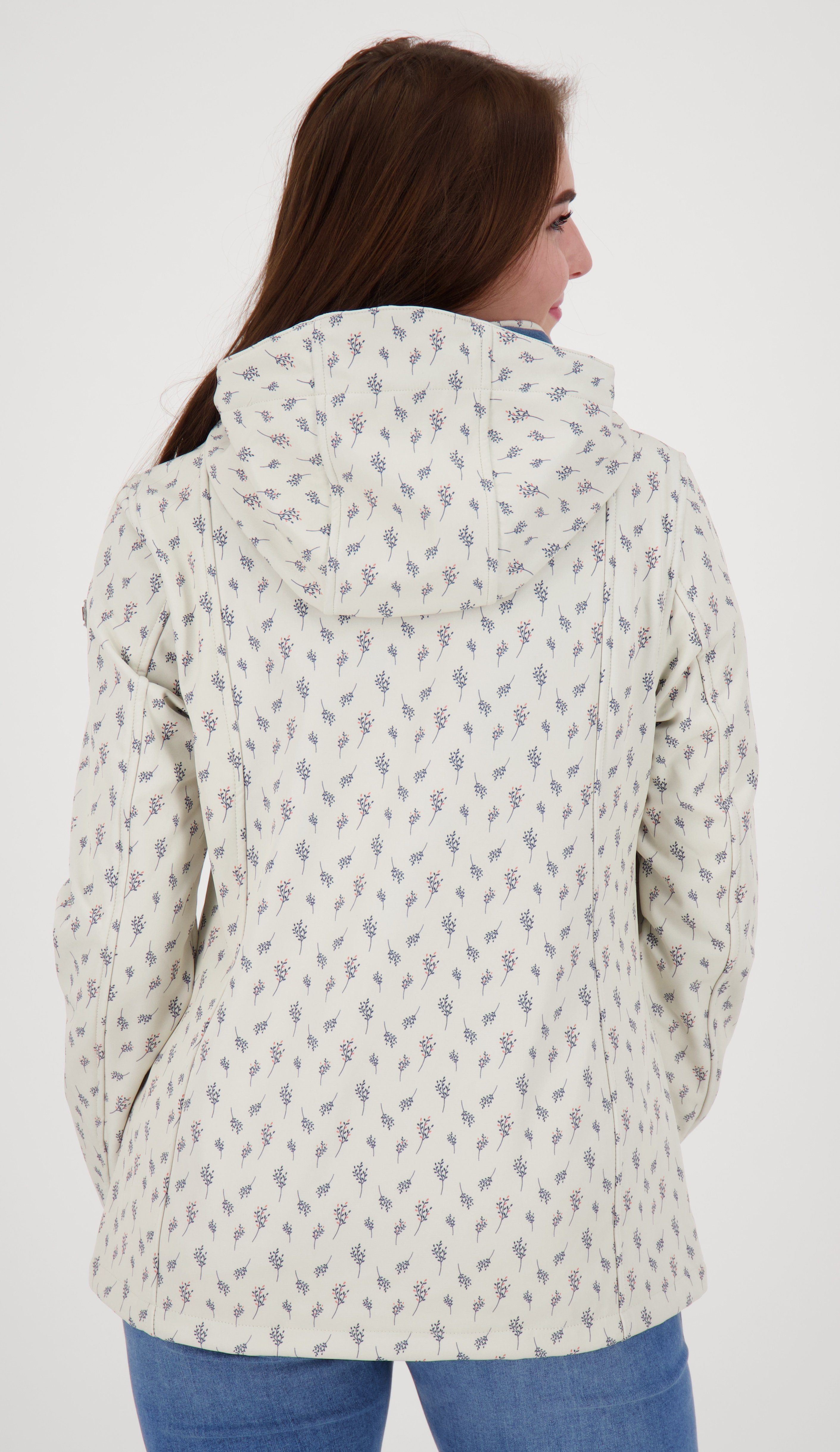 sand Kapuze, DEPROC erhältlich auch SHELBY Großen WOMEN CS mit white in Größen X print Softshelljacke Active abnehmbarer