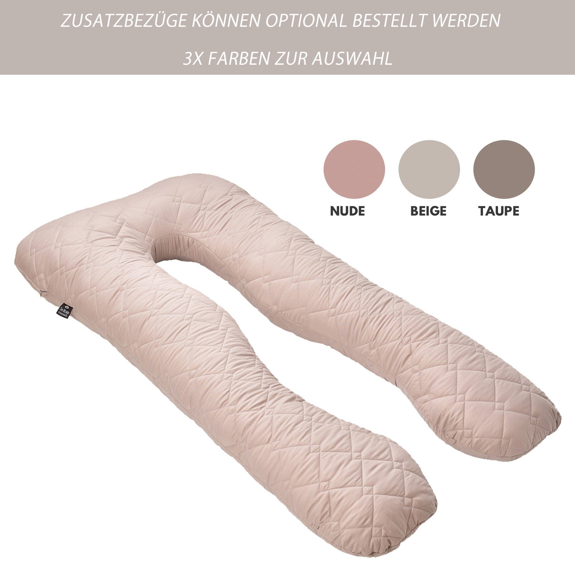SEI Design Seitenschläferkissen Bodypillow Stillkissen - gesteppt, 1-tlg., Schwangerschaftskissen beige Körperkissen