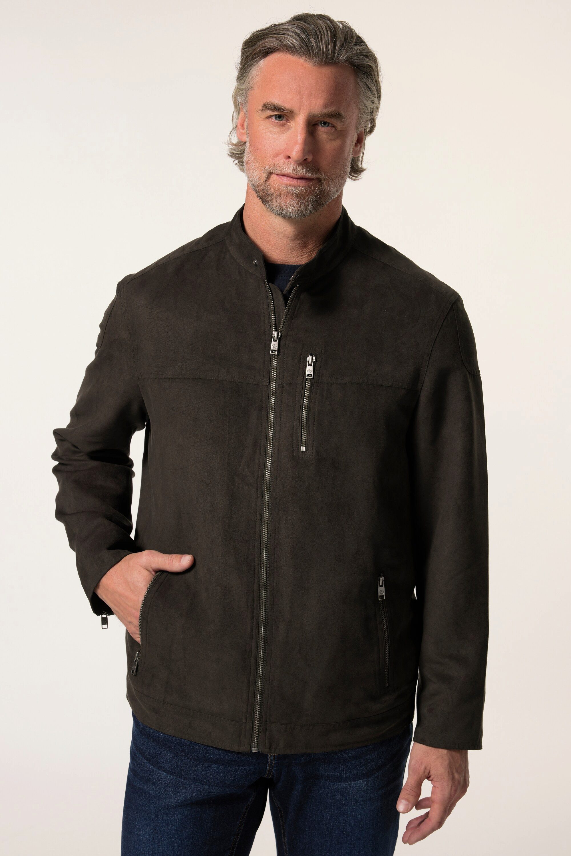 Boston Park Funktionsjacke Bikerjacke Mikrosuede Zipper