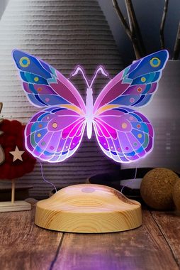 Geschenkelampe LED Nachttischlampe Schmetterling Butterfly Lampe mit 3D Vision mehrfarbig Nachtlicht, Leuchte 7 Farben fest integriert, Geburtstagsgeschenk für Mädchen, Freundin, Babys, Enkelin