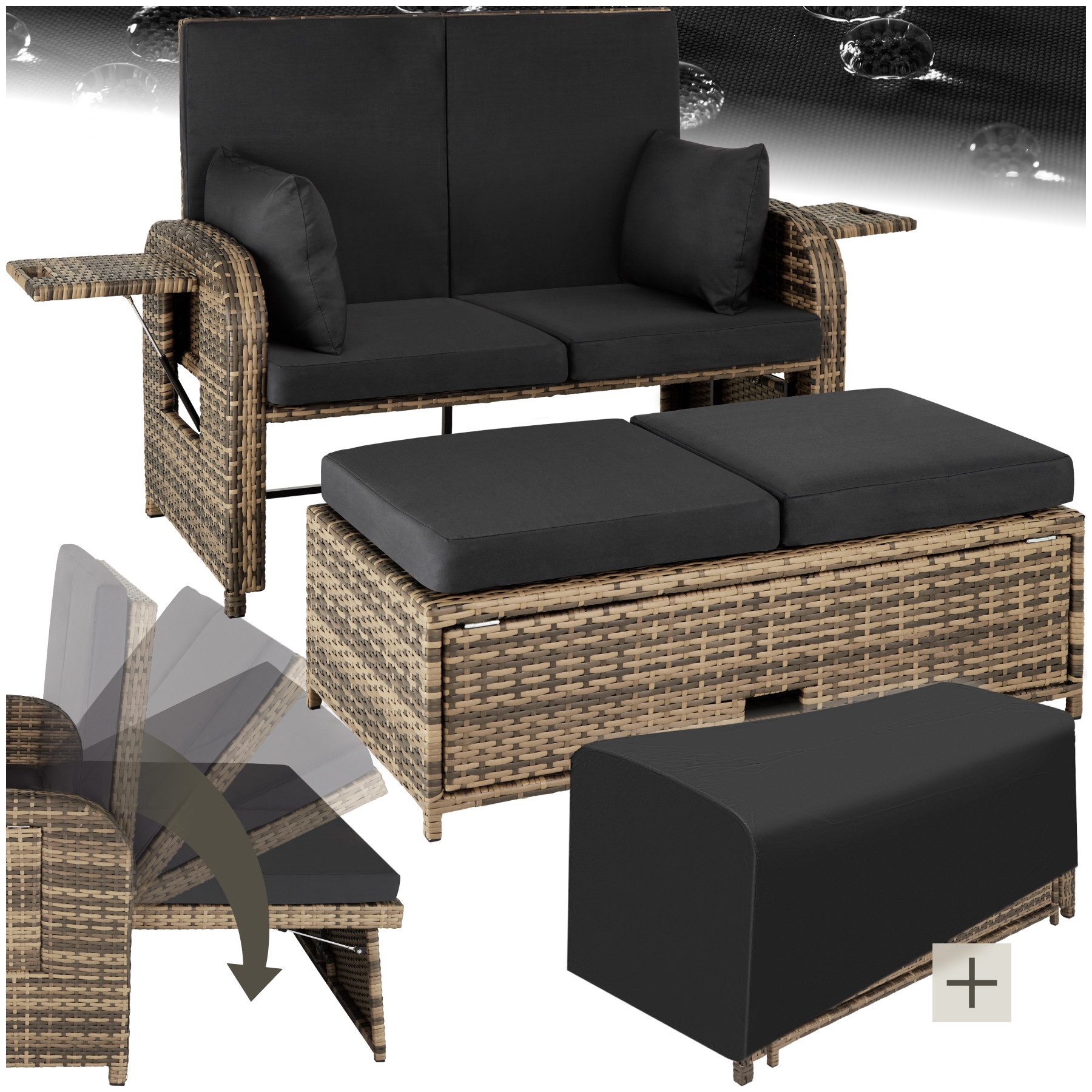 tectake Loungeset Rattan Sofa, (Set., 2-tlg), günstig online kaufen