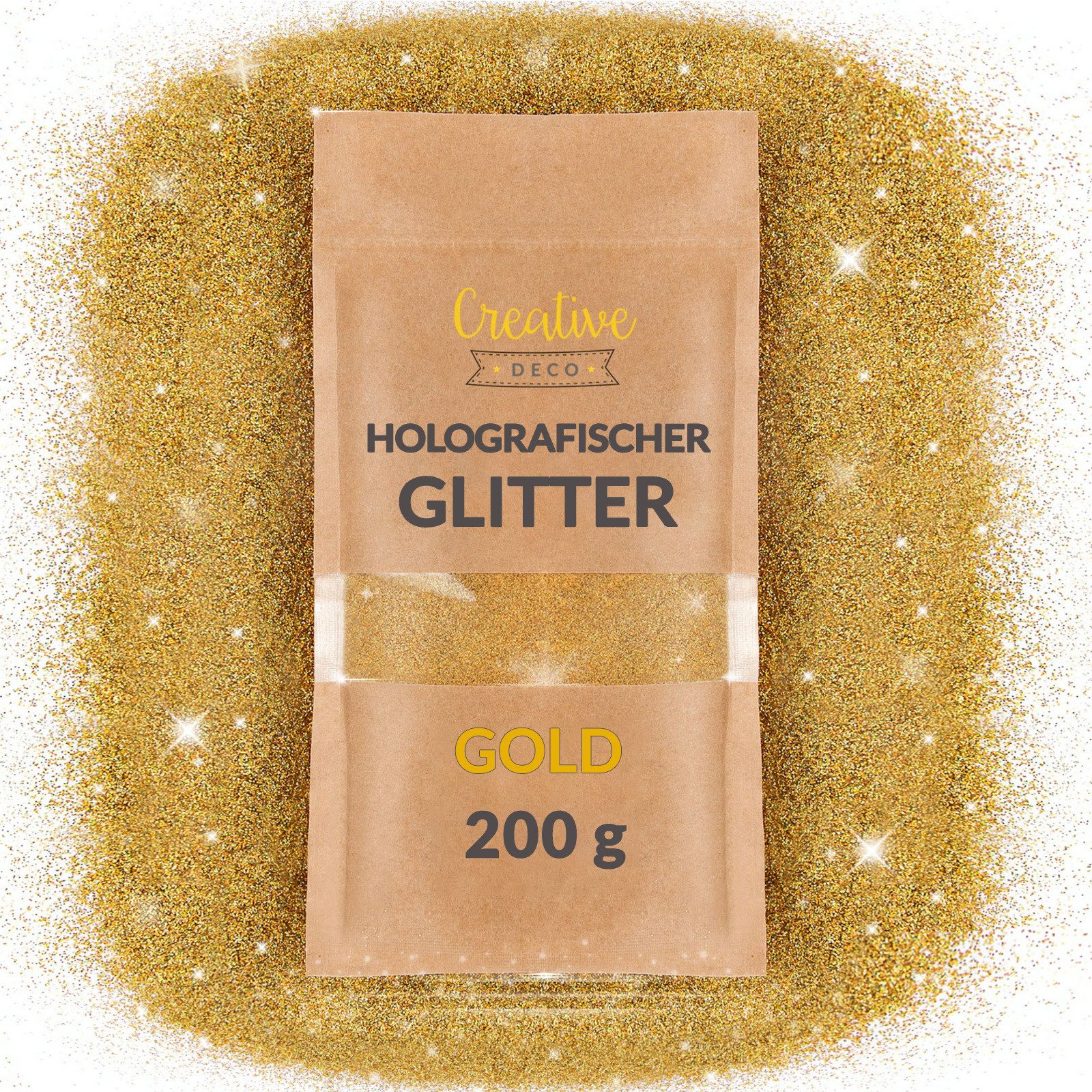 Creative Deco Bastelnaturmaterial 200g Holographischer Glitzerpulver für Wandfarbe
