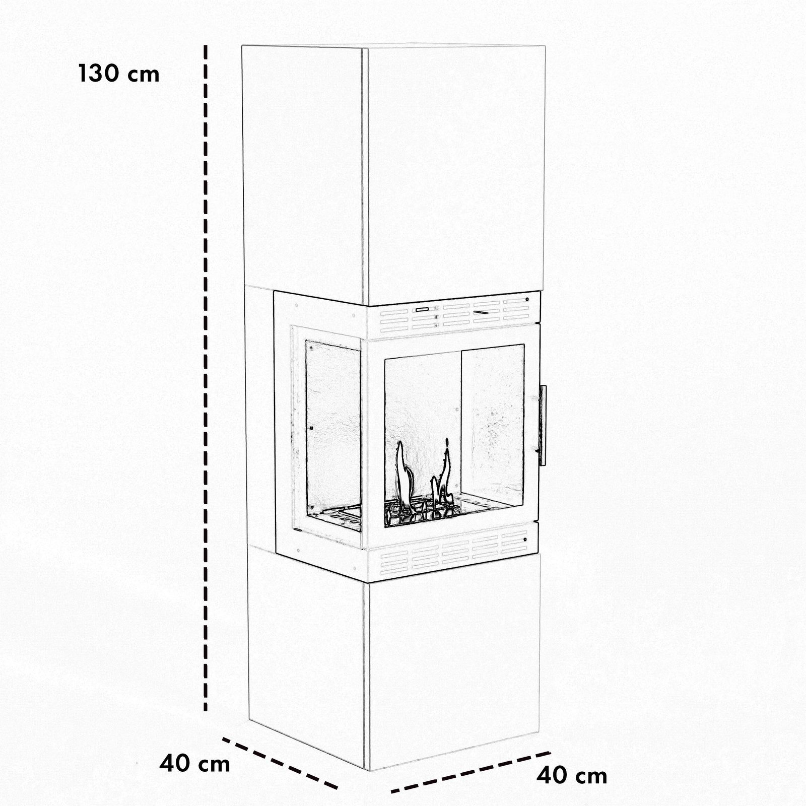 GLOW FIRE Echtfeuer-Dekokamin Lillesand Hoch Vision Ethanol Kamin, Bioethanol Kamin, 3h Brenndauer, Heizleistung mit 2KW – Bild 3 von 5