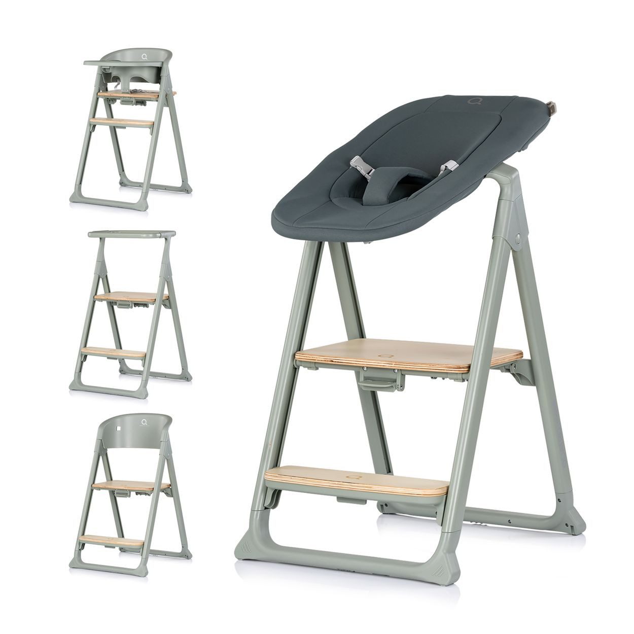 Chipolino Kombihochstuhl Hochstuhl Quatro 4in1, Babywippe Lernturm Kinderstuhl Tablett Fußstütze