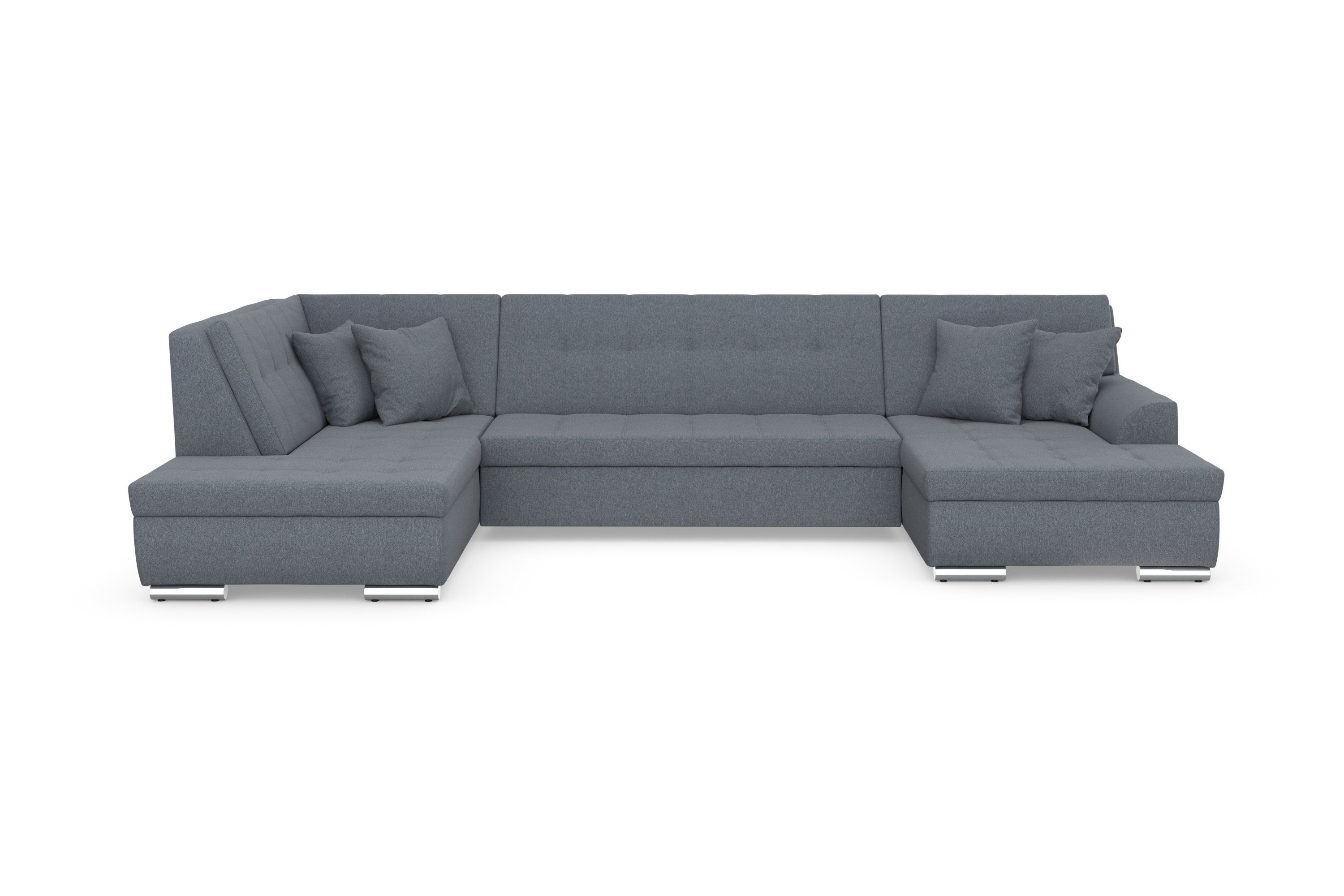 DOMO collection Wohnlandschaft TREVISO inkl. Zierkissen, moderne Steppung, XXL: 364x201x83 cm, wahlweise mit Bettfunktion, in vielen Bezugsarten auch in Cord U-Form