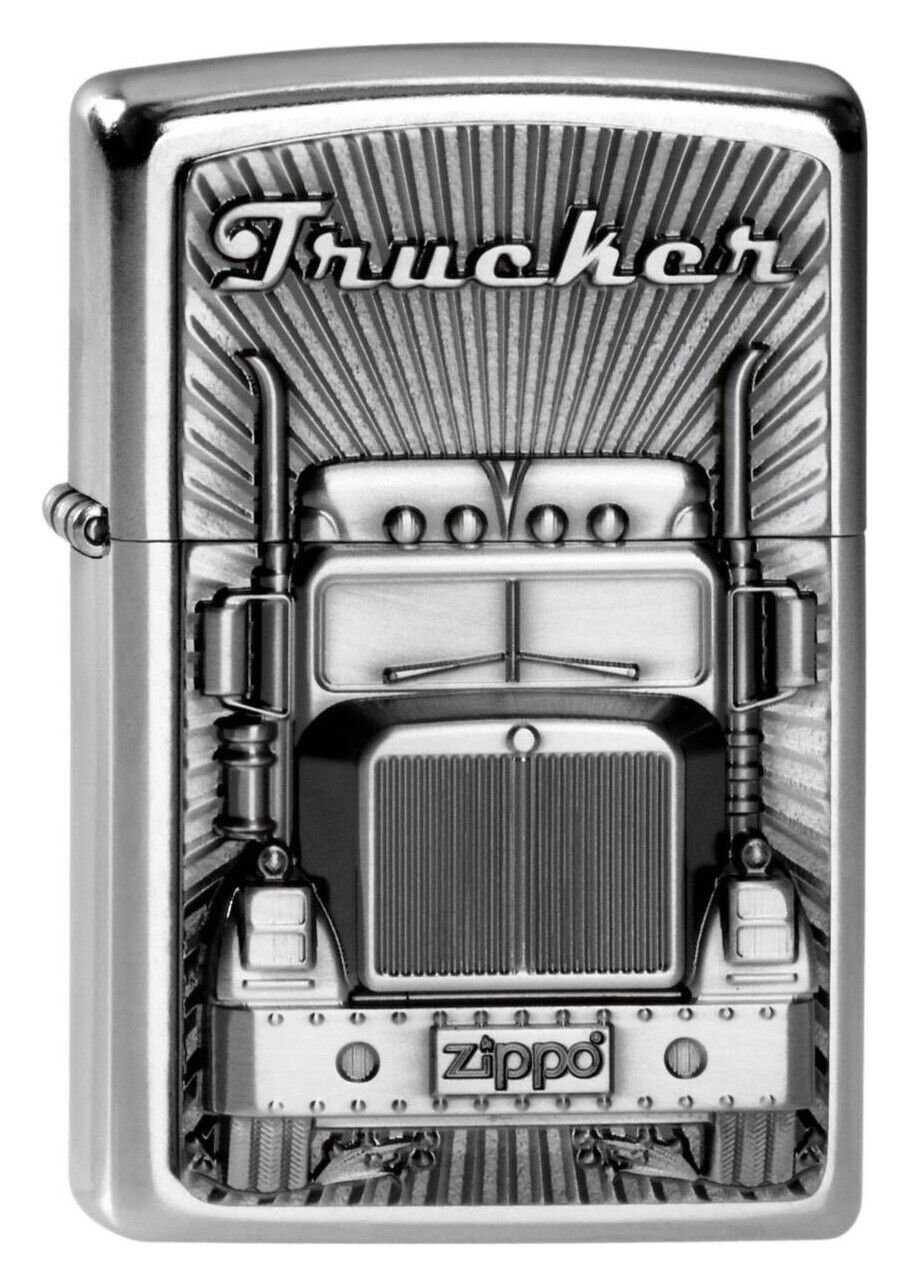 Zippo Feuerzeug Zippo Feuerzeug satin finish Plakette "Trucker" in Zippobox