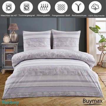 Bettwäsche Luxury, Buymax, Renforcé, 2 teilig, Bettbezug-Set 100% Baumwolle 135x200 cm Reißverschluss gestreift Lila