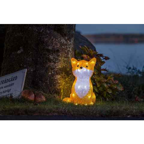 KONSTSMIDE Weihnachtsfigur Weihnachtsdeko aussen (1 St), LED Acryl Fuchs, 32 kalt weiße Dioden