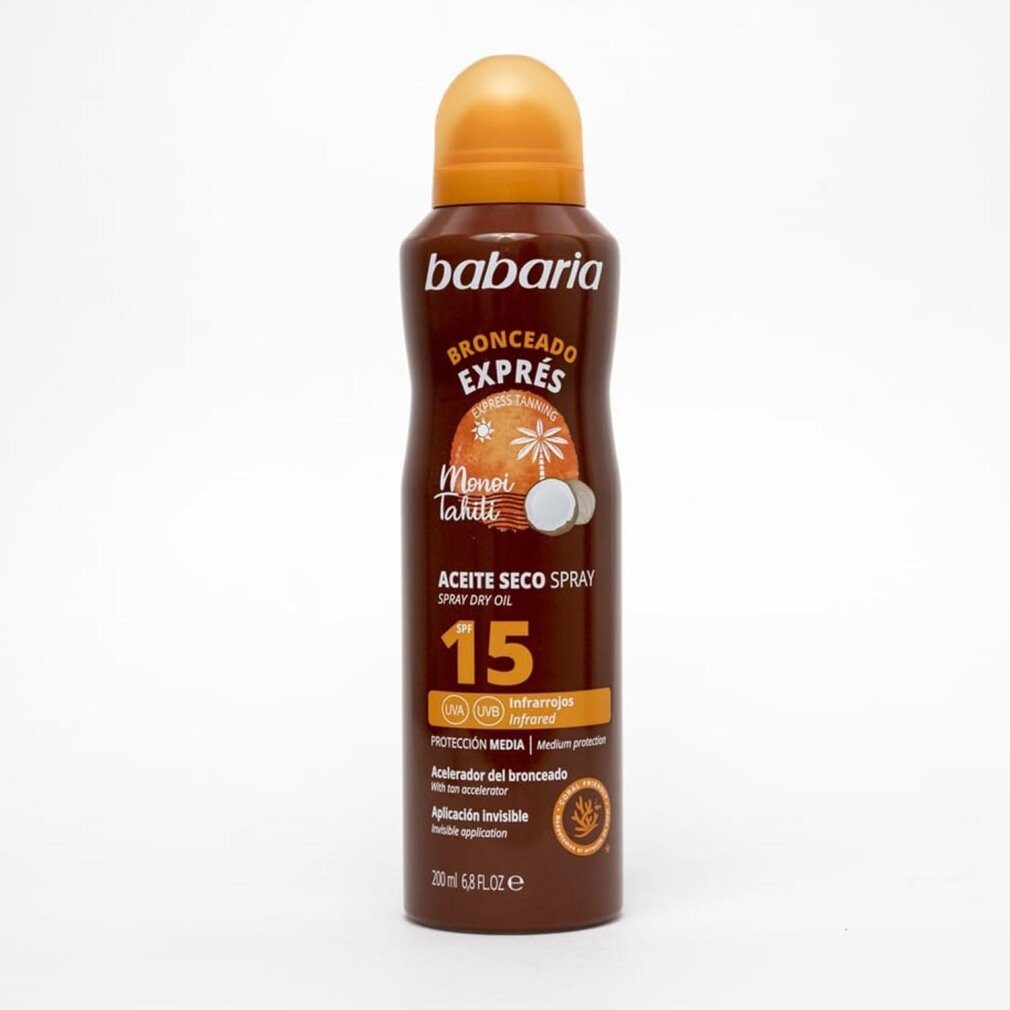 babaria Sonnenschutzcreme Babaria Monoi Tahiti Dry Oil Spf15 Spray