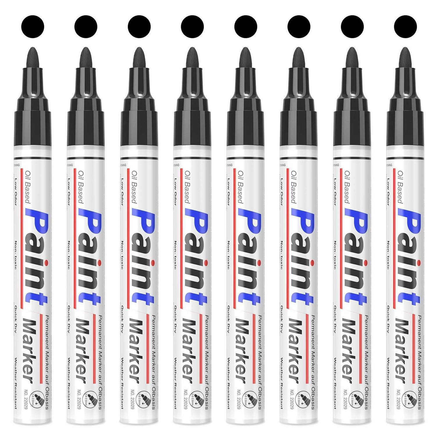 LuxusKollektion Lackmarker Permanentmarker Schwarz 8 Stk. 2-3mm Rundspitze
