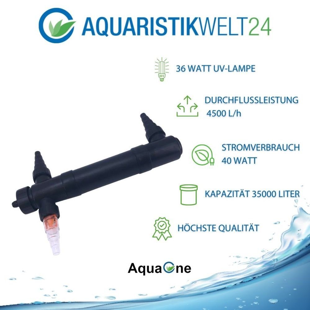 Aquaone UVC-Klärer AquaOne Cuv 136 Uvc Wasserklärer 36W Aquarium Teich Algenvernichter