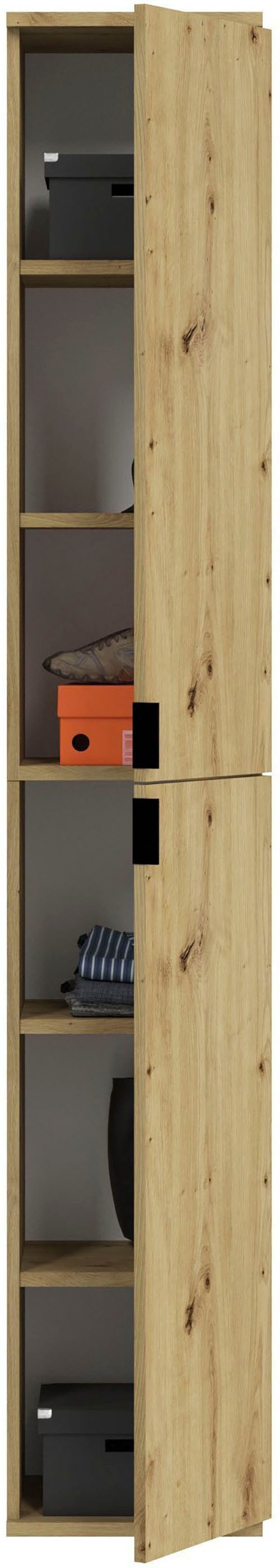 Home affaire Garderobenschrank TRONDHEIM, Höhe 193 cm, 2 Türen, 6 Fächer, 4 Einlegeböden (Türanschlag wechselbar, in verschiedenen Farben erhältlich) Schrank, H – Bild 5 von 5