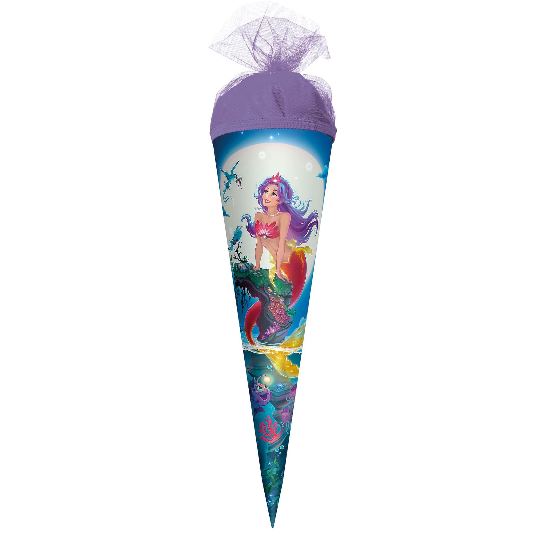 Roth Schultüte Roth Motiv-Schultüte Magische Meerjungfrau, 50cm, rund, Tüllverschluss, Verschluss Tüll