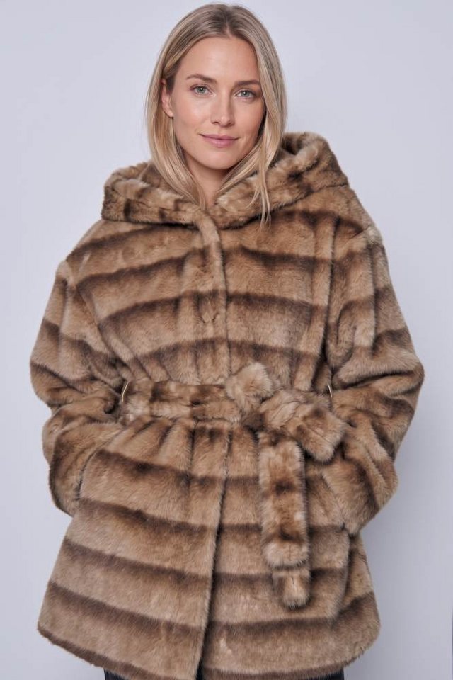 Copperose Winterjacke Oversize Fellimitatjacke BY306 kuschelige Kurzjacke mit Kapuze