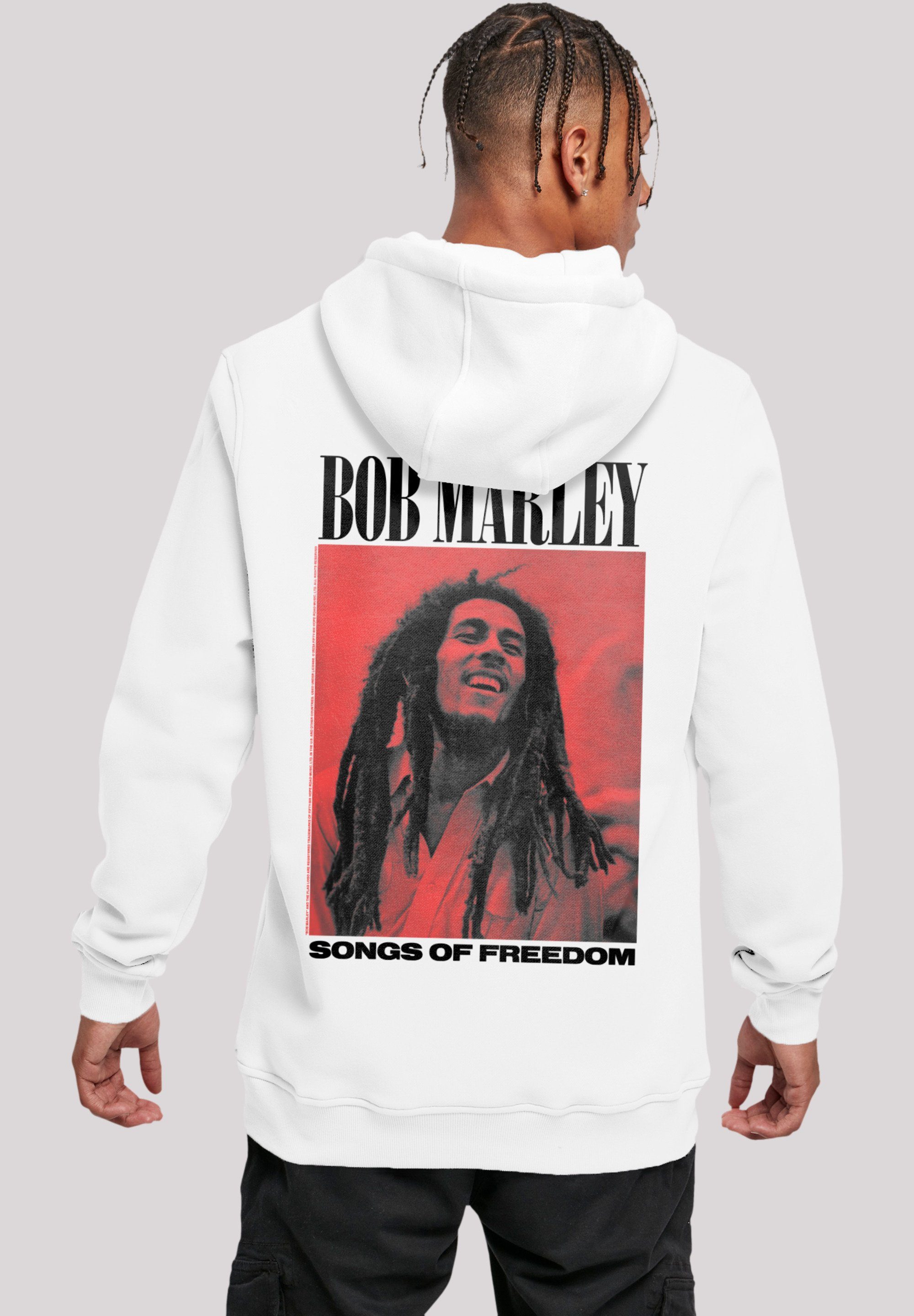 F4NT4STIC Hoodie Bob Marley Songs Of Freedom Reggae Music Premium Qualität, Musik, By Rock Off weiß