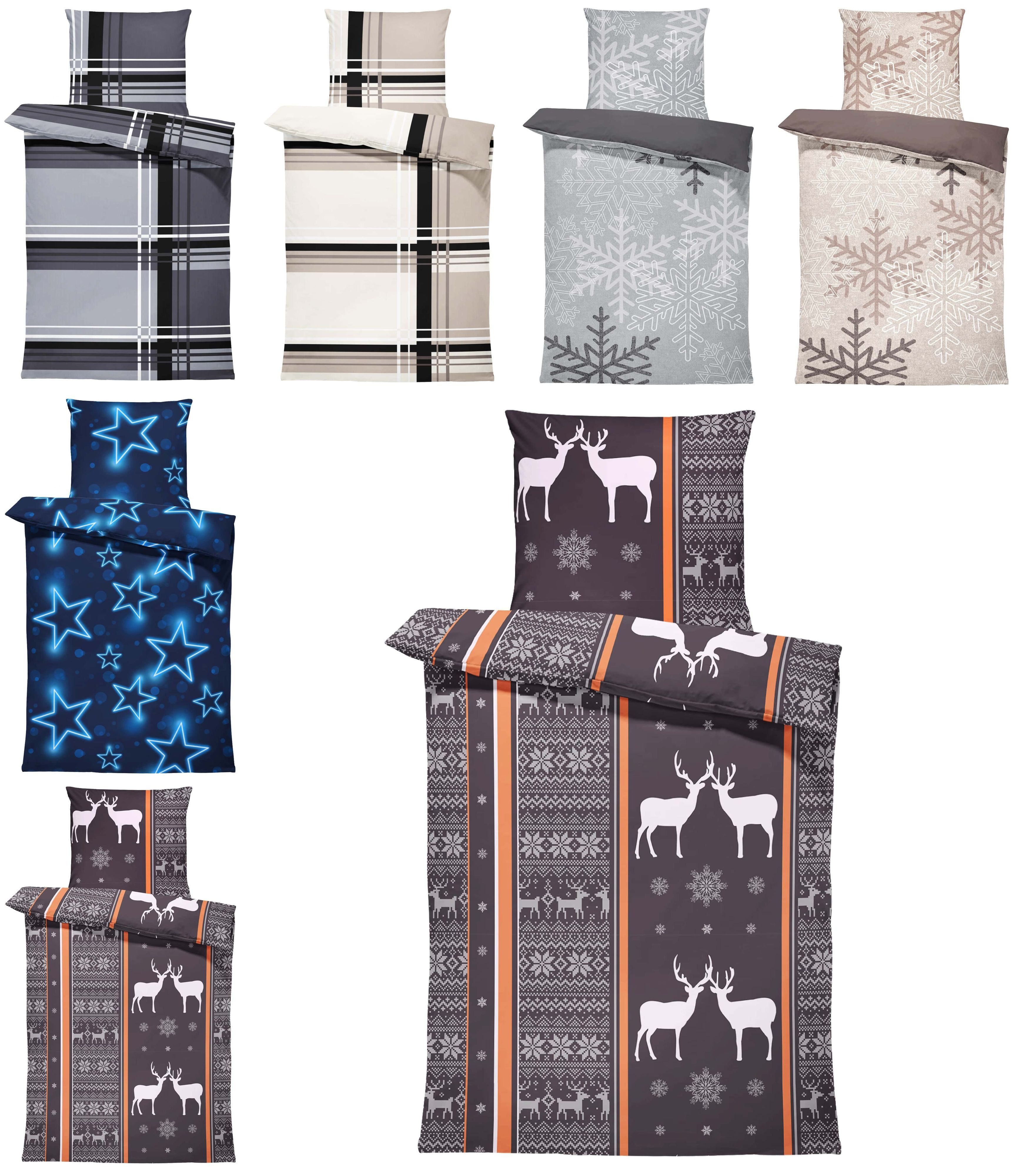 One Home Bettwäsche Winter, Biber, 2 günstig online kaufen