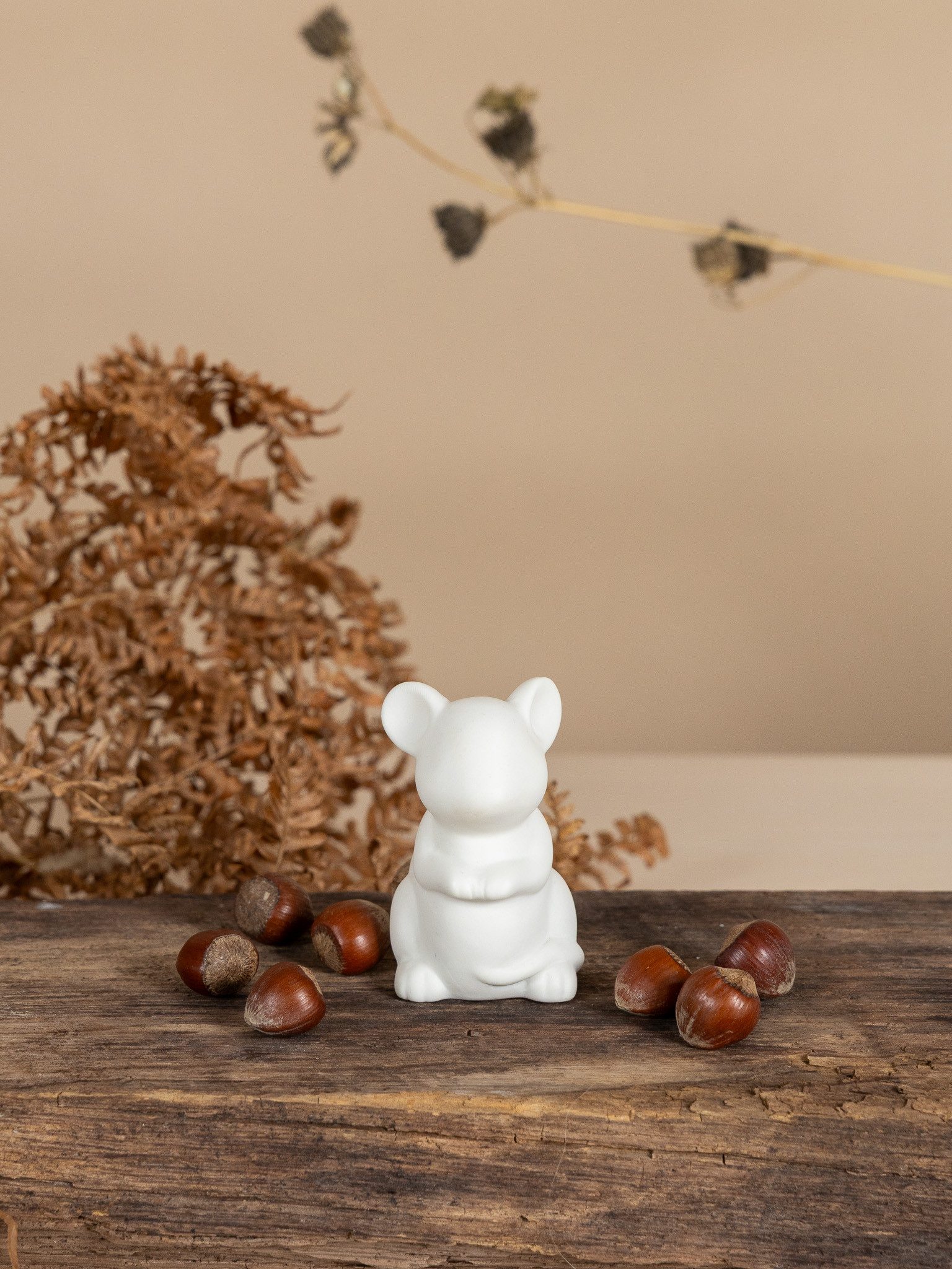 Storefactory Dekoobjekt Deko-Maus »Uno« Keramikfigur für Kerzenschalen, Matt-Weiß, Herbstdeko