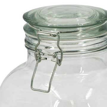 Bada Bing Vorratsglas Einmachgläser 1,8 L mit Deckel Gummiring und Bügelverschluß, Glas, (2-tlg., 2er Set), mit Reliefdruck "Well-Sealed“ 650Z