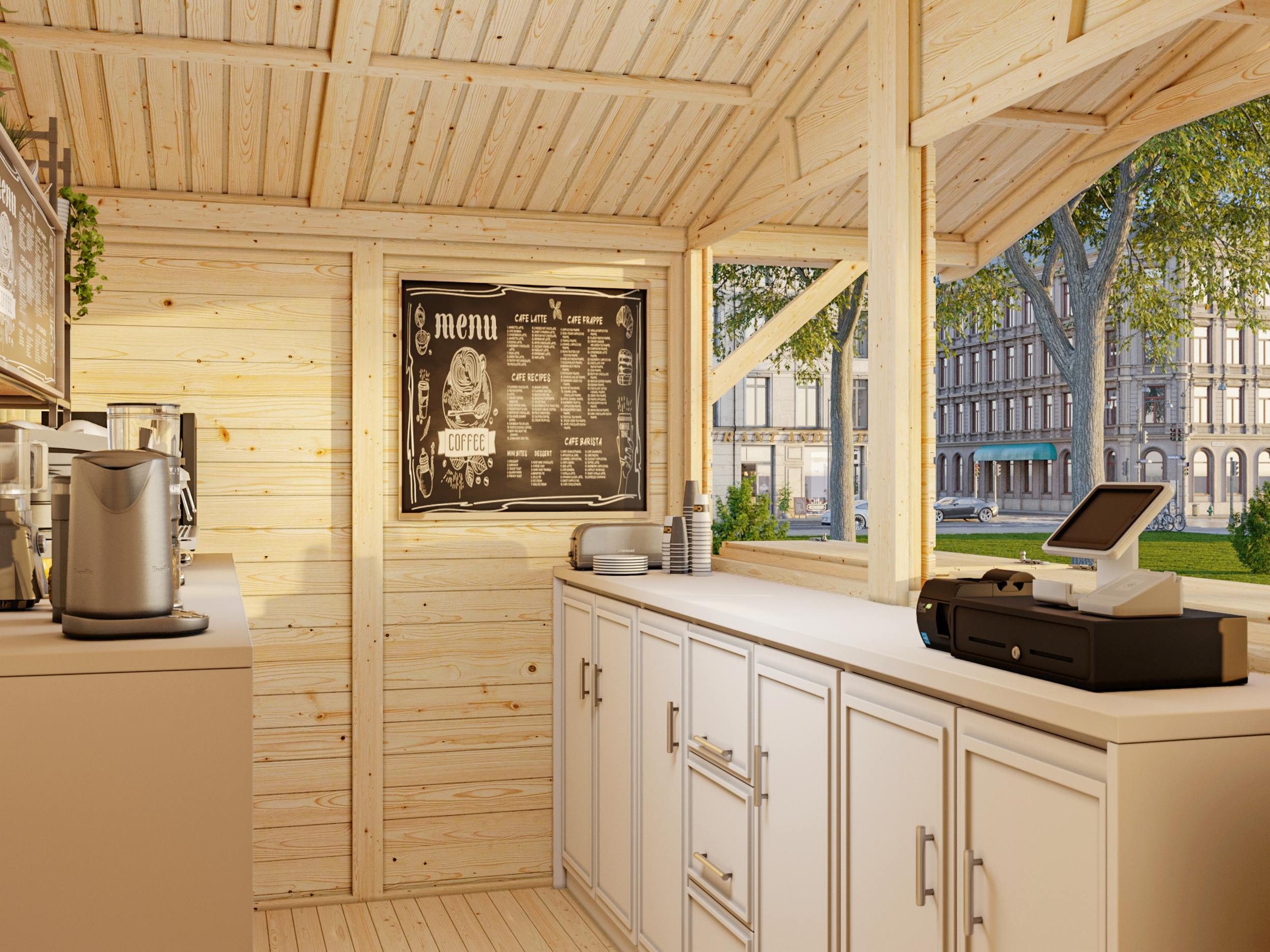 Thumbnail - Palmako Gerätehaus Marktstand Stella 5,0, BxT: 273x190 cm