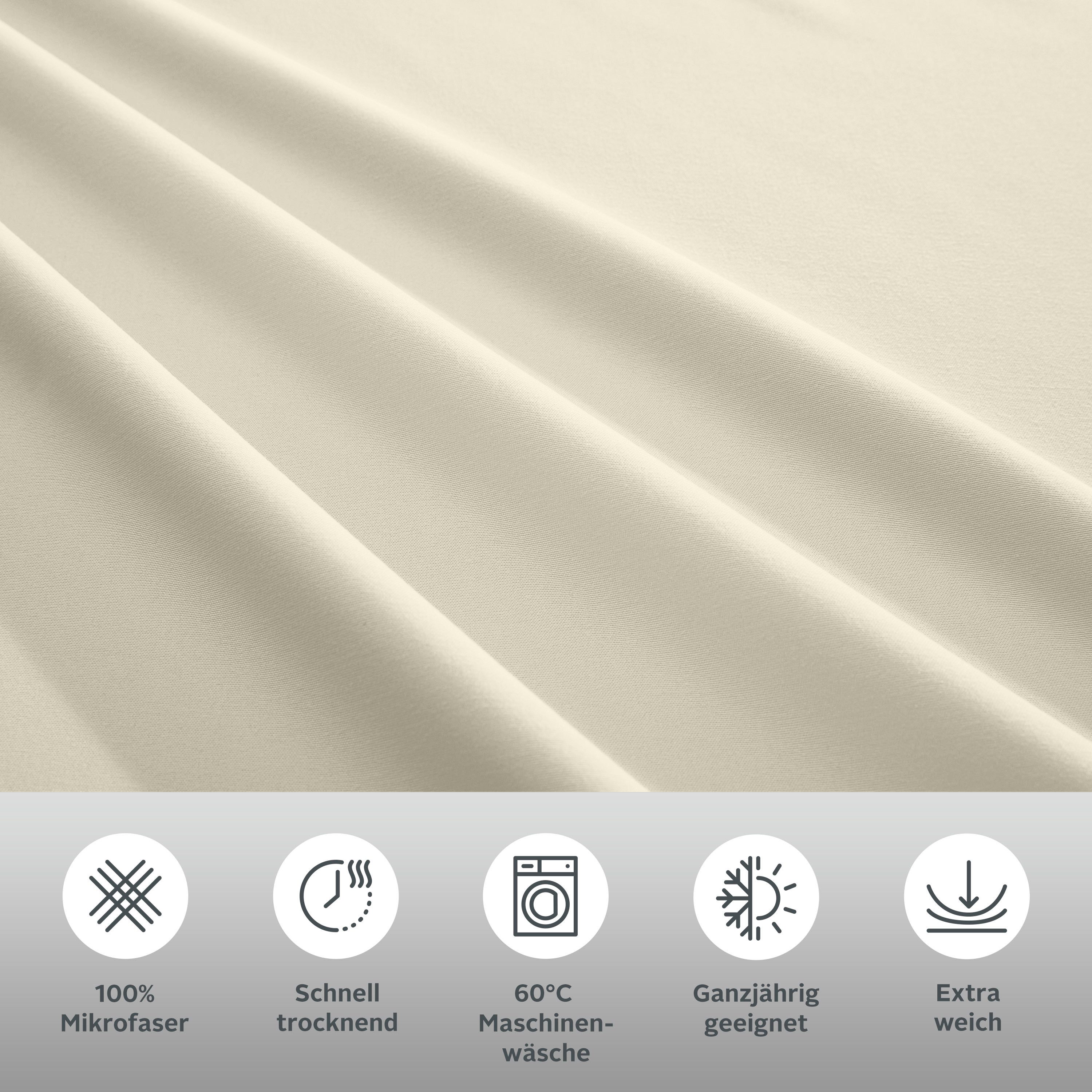 OTTO home Bettwäsche Desner 100% Microfaser, extra weich, allergikerfreundlich, Microfaser, 3 teilig, Premium Qualität, uni, schnell trocknend, pflegeleicht, ab 135x200 cm