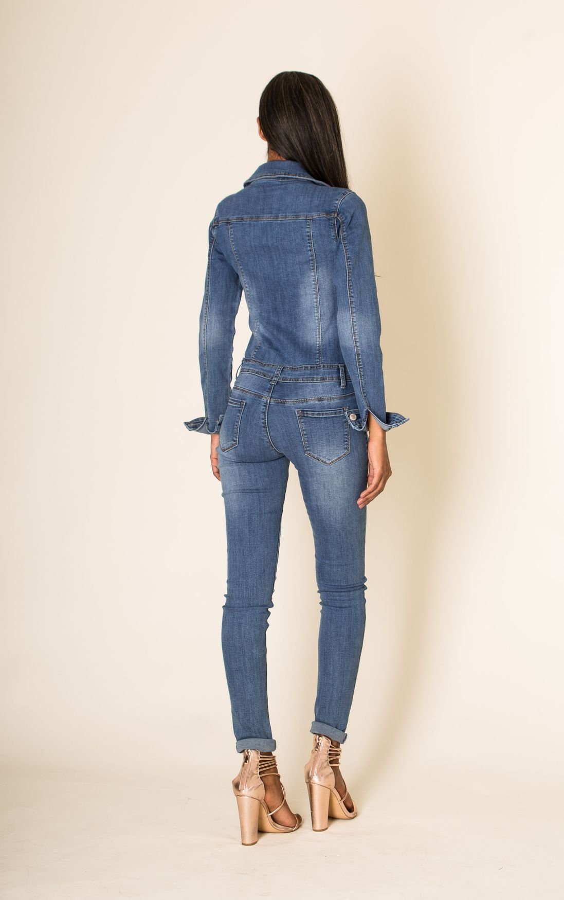 Nina Carter Jumpsuit »2958« (slim fit, 1-tlg., unifarben) Damen Jeans  Hosenanzug online kaufen | OTTO