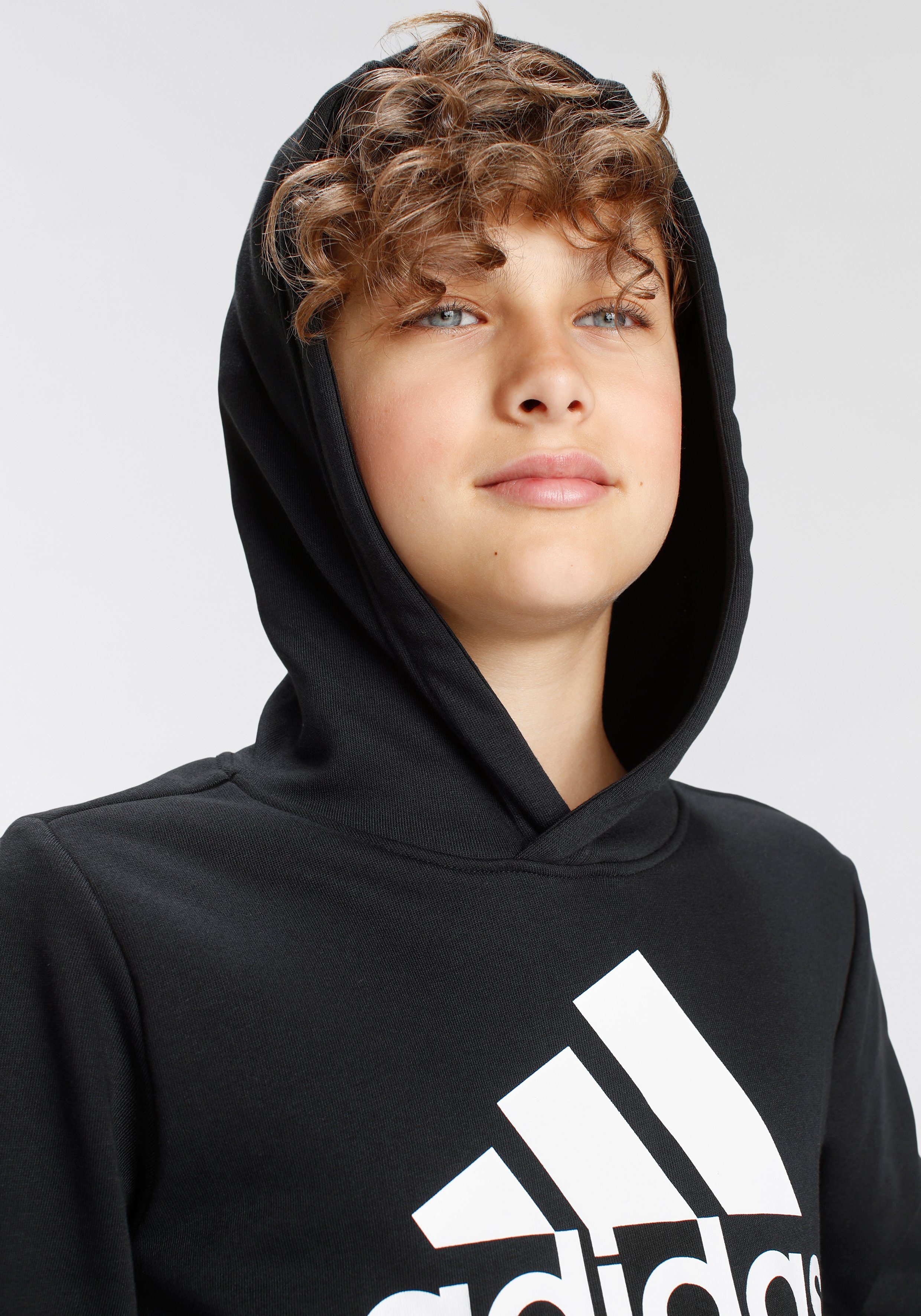 LOGO / White ESSENTIALS Kapuzensweatshirt HOODIE adidas COTTON Sportswear BIG Black