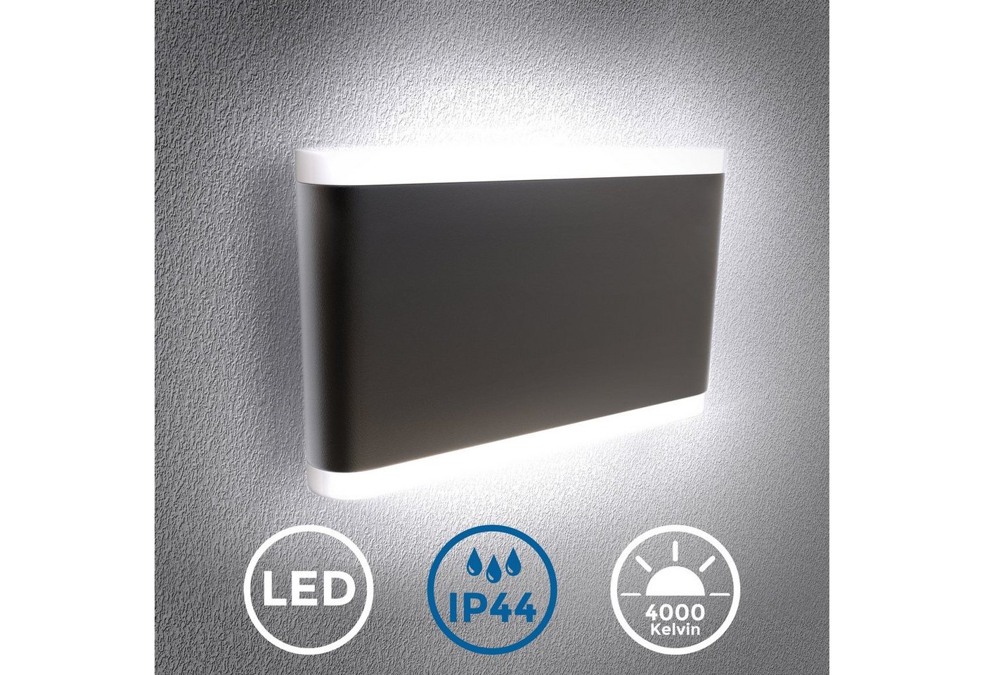 B.K.Licht LED Außen-Wandleuchte, LED Außenleuchte IP44 Wand-Spot Fassaden-Lampe Strahler schwarz-HomeTrends