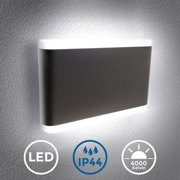 B.K.Licht LED Außen-Wandleuchte, LED fest integriert, Neutralweiß, LED Außenleuchte IP44 Wand-Spot Fassaden-Lampe Strahler schwarz