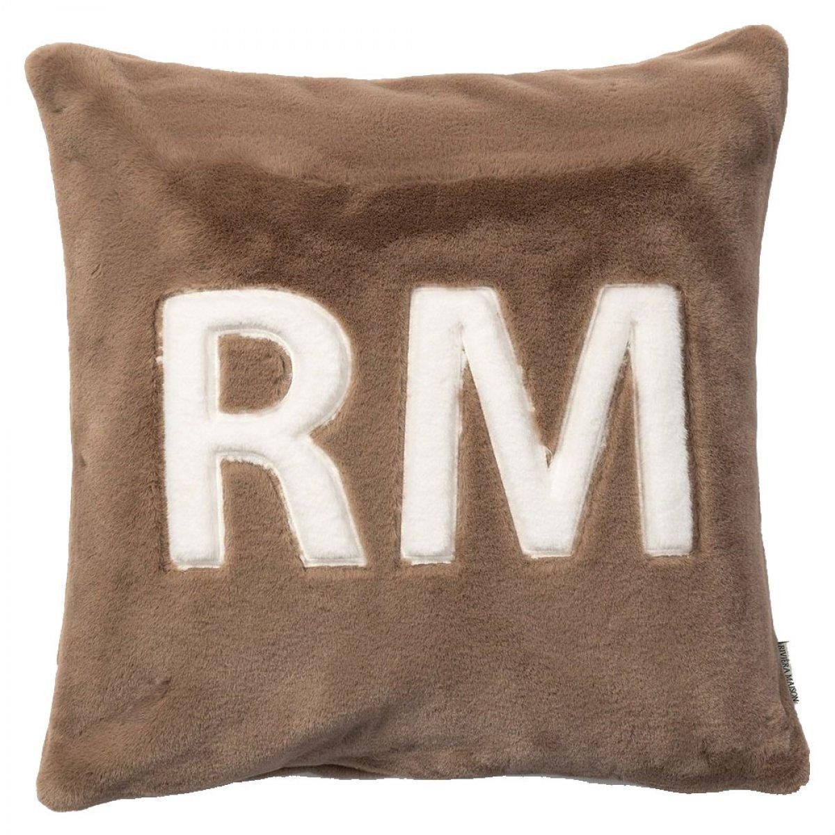 Rivièra Maison Kissenhülle Kissen Bachant Kunstpelz Braun Weiß (50x50cm) günstig online kaufen