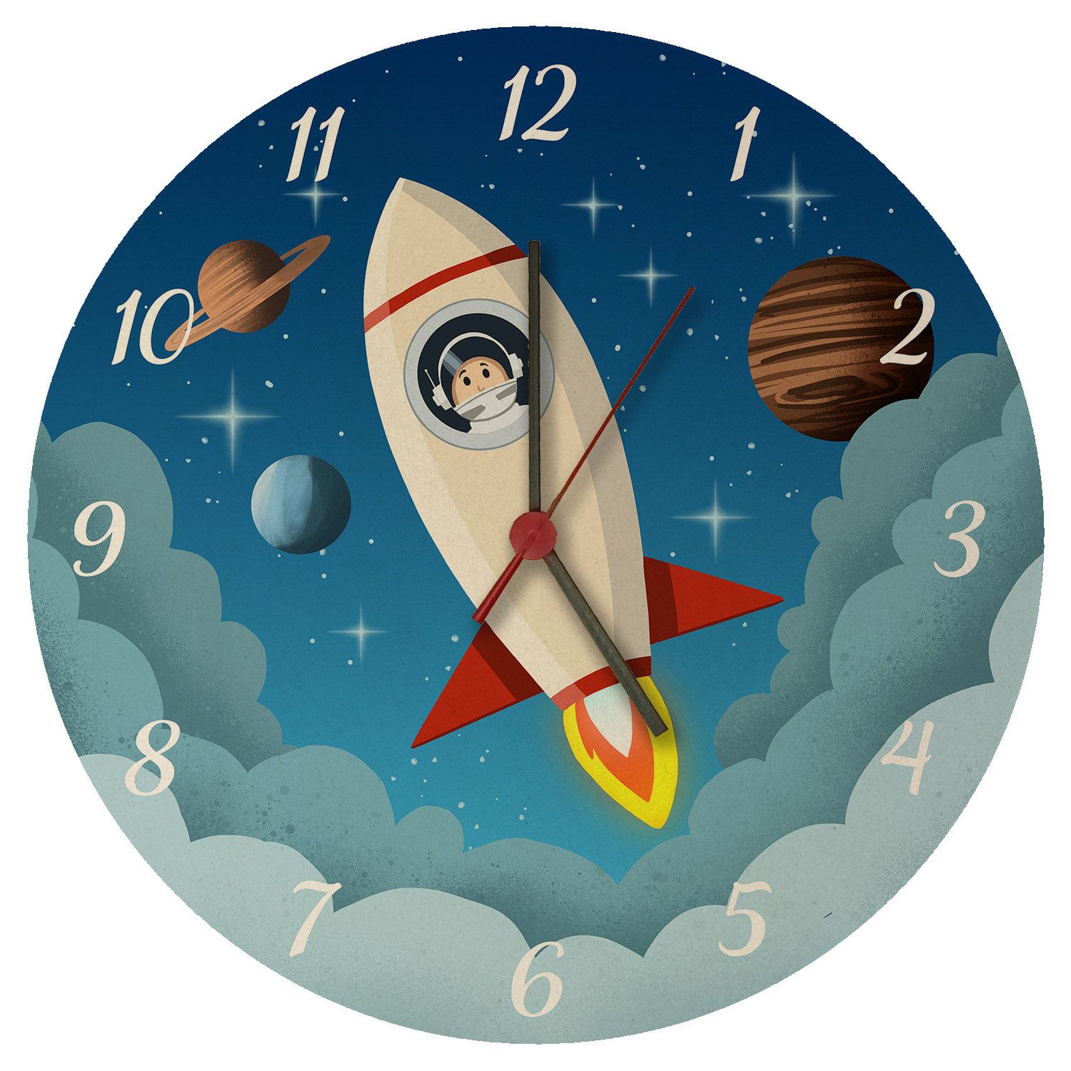 speecheese Wanduhr Rakete im Weltall Wanduhr günstig online kaufen
