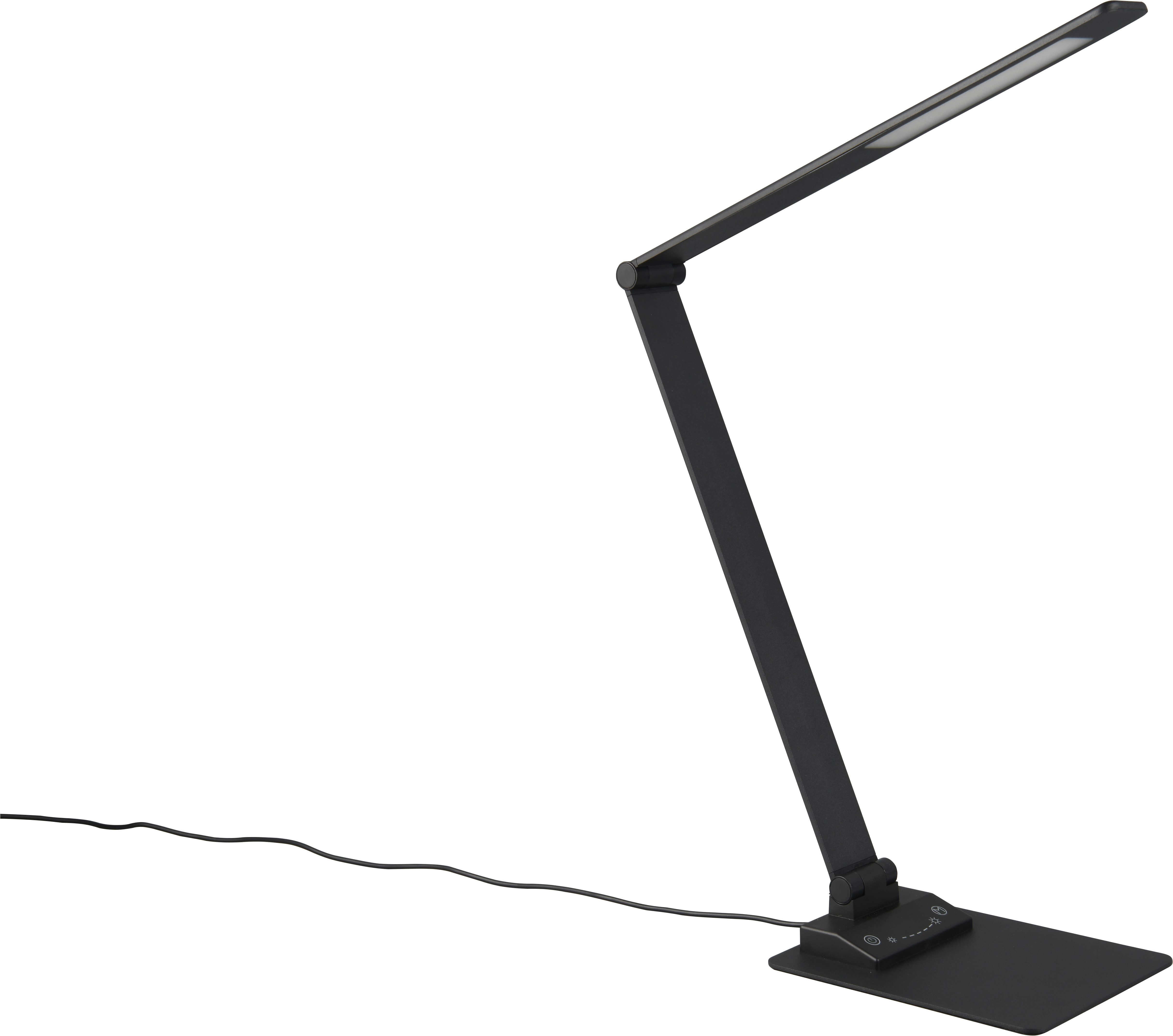 TRIO Leuchten LED Schreibtischlampe TRAVIS, LED Leselampe 6,5W 650 Lumen CCT Lichtfarbe 3000/5000/6500K, Dimmfunktion, USB-Anschluss mit Ladefunktion, LED fest integriert, Farbwechsler, mit USB-A und USB-C Ladeanschluss, kippbar dimmbar Höhe max 72cm