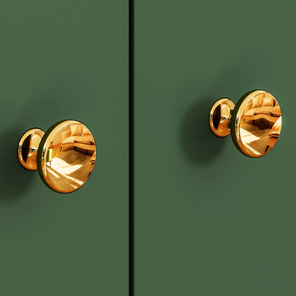 Lomadox Highboard FASANO-131, in grün mit Glastüren und Glasböden, B/H/T ca. 92/152/40 cm