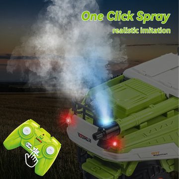 Esun RC-Traktor Ferngesteuerter Mähdrescher, Mähdrescher Spielzeug ab 3 4 5 6 Jahre, (Set, Komplettset), Ferngesteuerter Traktor mit Sprühen, Licht und Ton